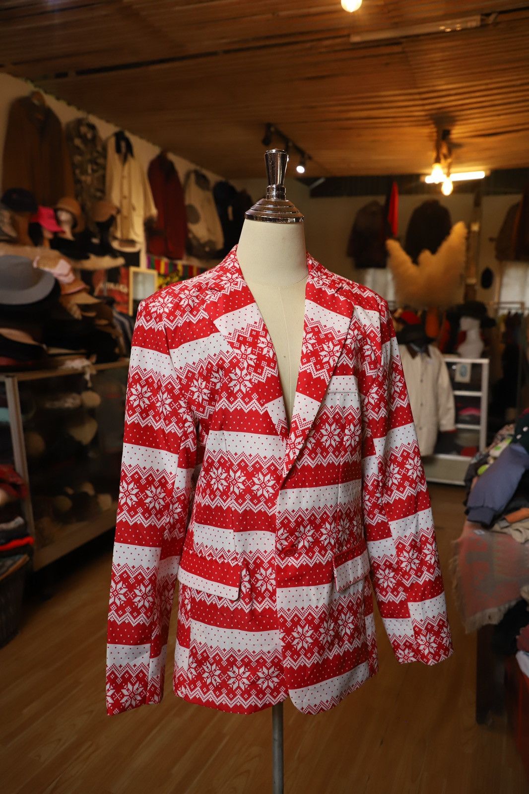 Party Blazer Flowers Strip Pattern