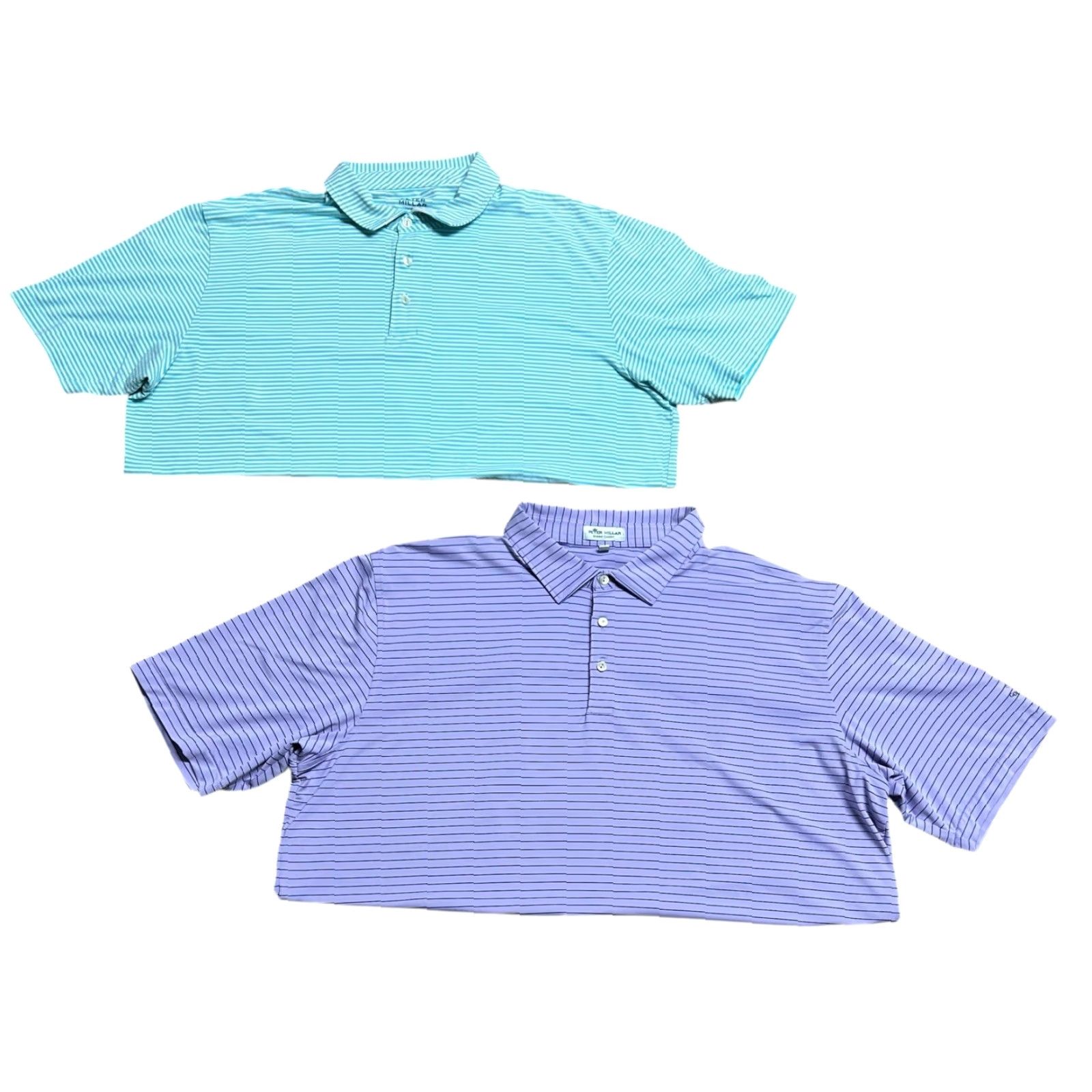 Peter Millar Peter Millar Polo Shirt Lot Of 2 Men 2XL Striped Teal & Purple Short Sleeve Polo Shirt Purple Blue Striped Golf Men 2XL Size US XXL / EU 58 / 5 - 2 Thumbnail