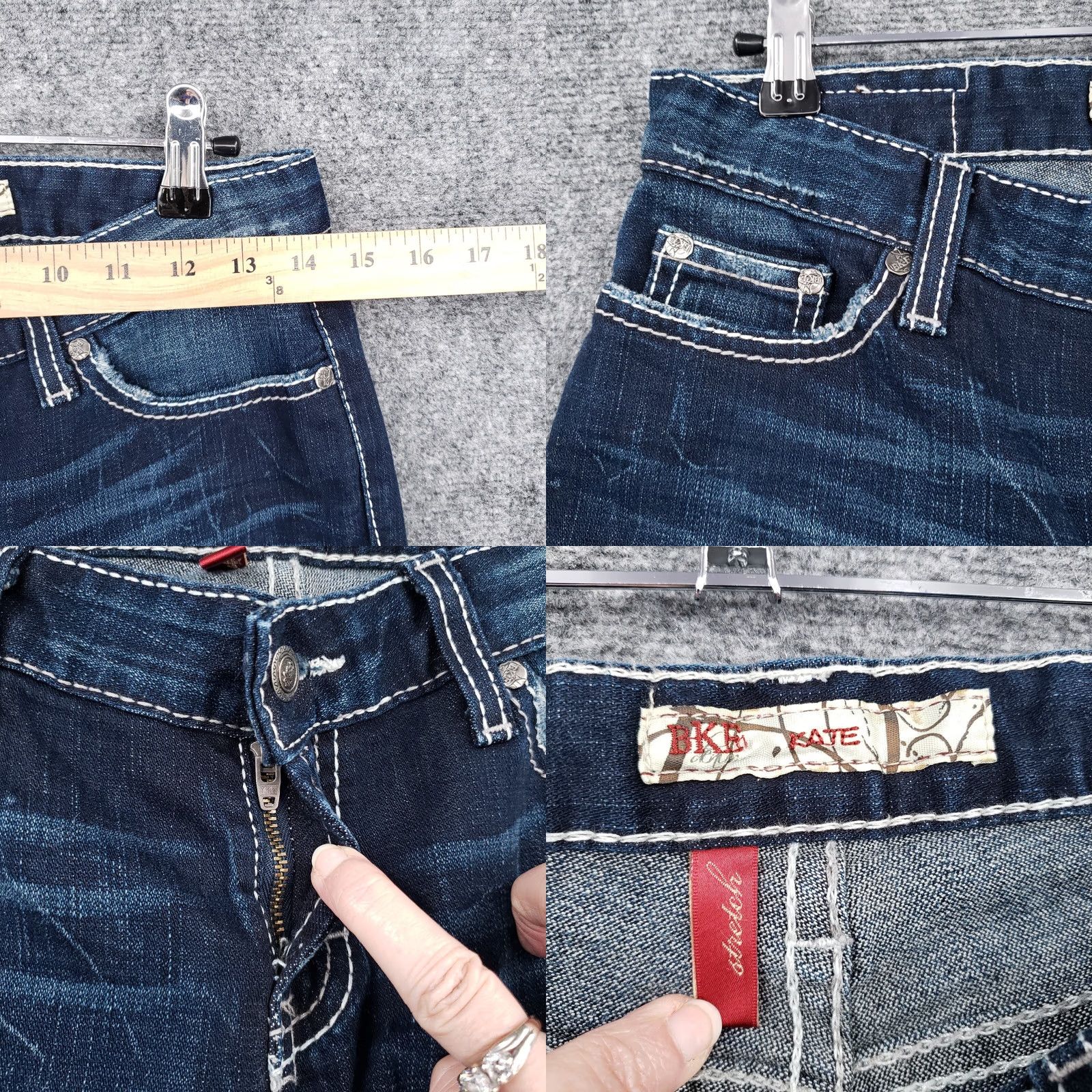 Vintage Buckle BKE Jeans Capri Womens 27 Blue Kate Low Rise Stretch Dark Wash Denim Size 27" / US 4 / IT 40 - 8 Thumbnail