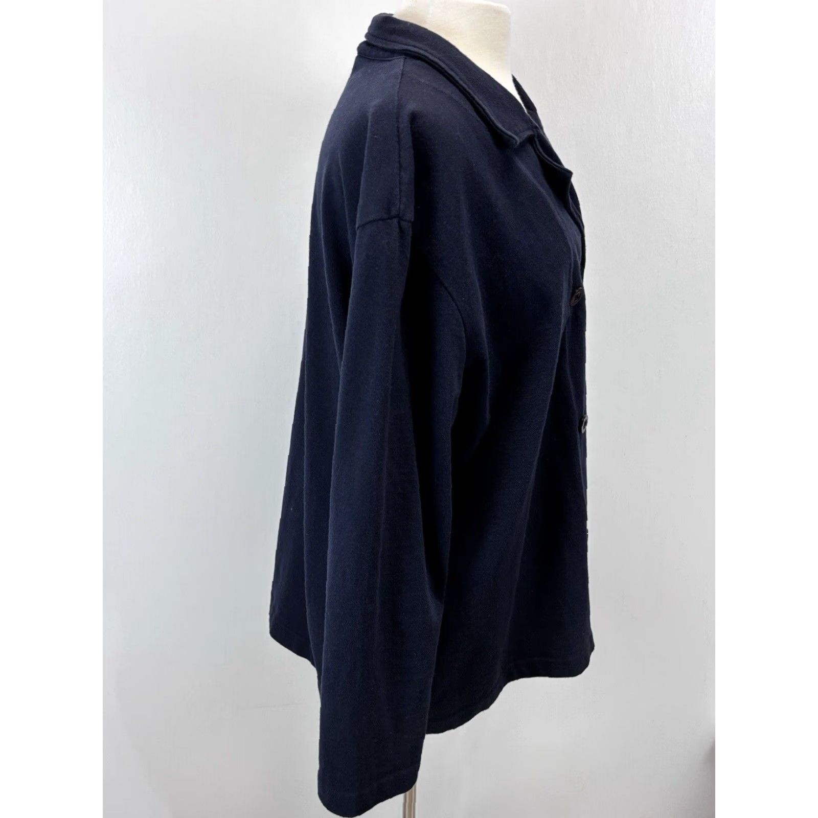Doublet VINTAGE Hot Cotton Knit Jacket Women Navy Double Breasted Pea Coat Size Large Adult Women Navy Knit Jacket Size L / US 10 / IT 46 - 4 Thumbnail