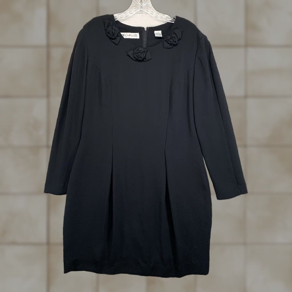 Vintage Vintage Chaus Black Dress 3 Flower Neckline Gothic Whimsical LBD Size 12 Size XL / US 12-14 / IT 48-50 - 1 Thumbnail