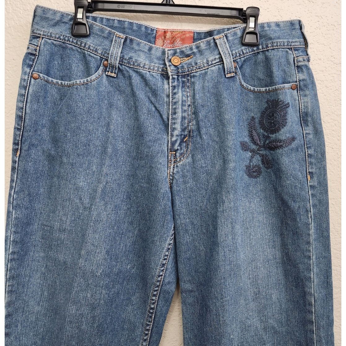Other Levi Strauss Signature Blue Embroidered Cropped Jeans 14 Size 36" / US 14 / IT 50 - 2 Thumbnail