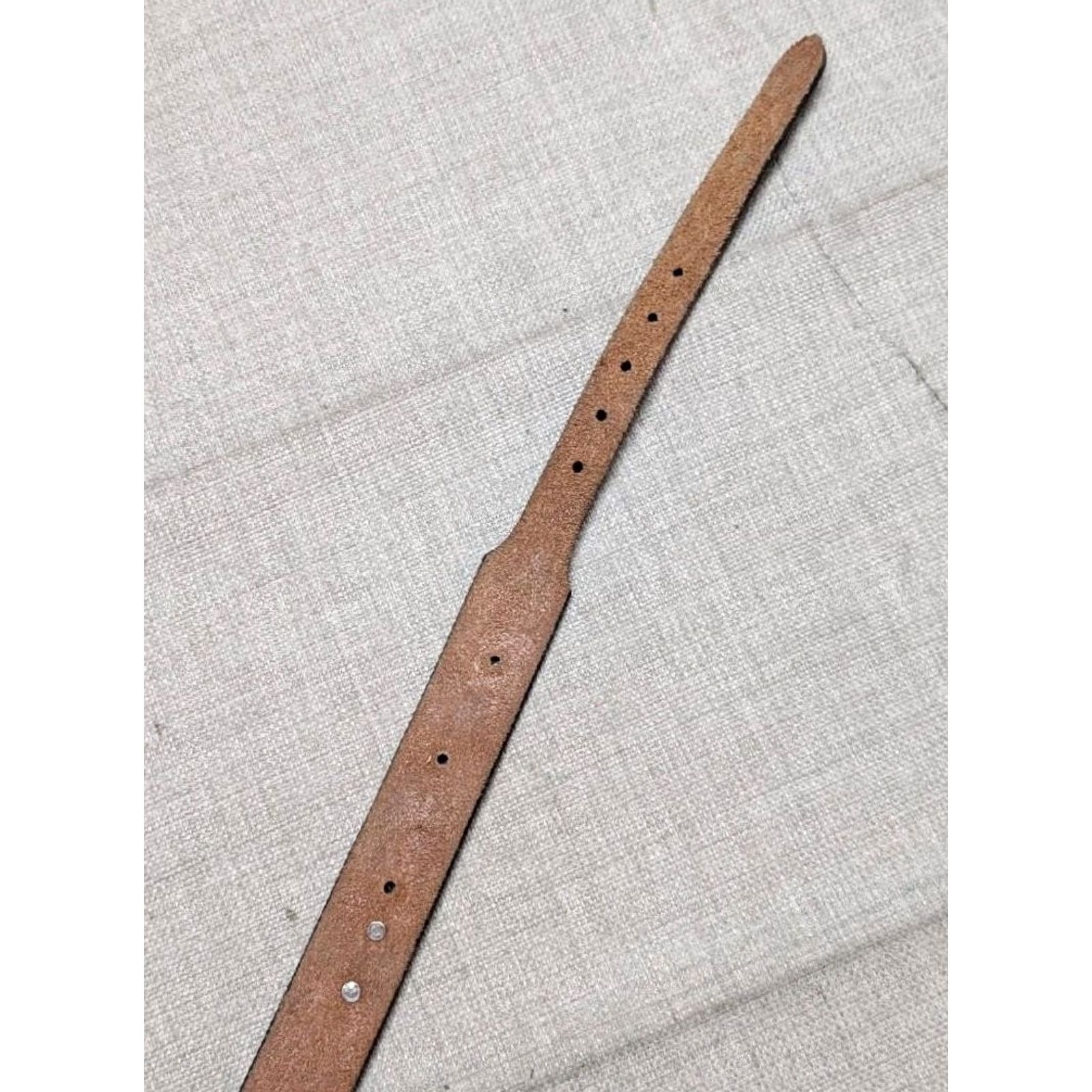 Vintage VINTAGE belt Justin western black tooled concho buckle 34 unisex adults USA made leather cowhide 1-1/4" tapered ends decay 90s style Mens Size 34 - 5 Thumbnail