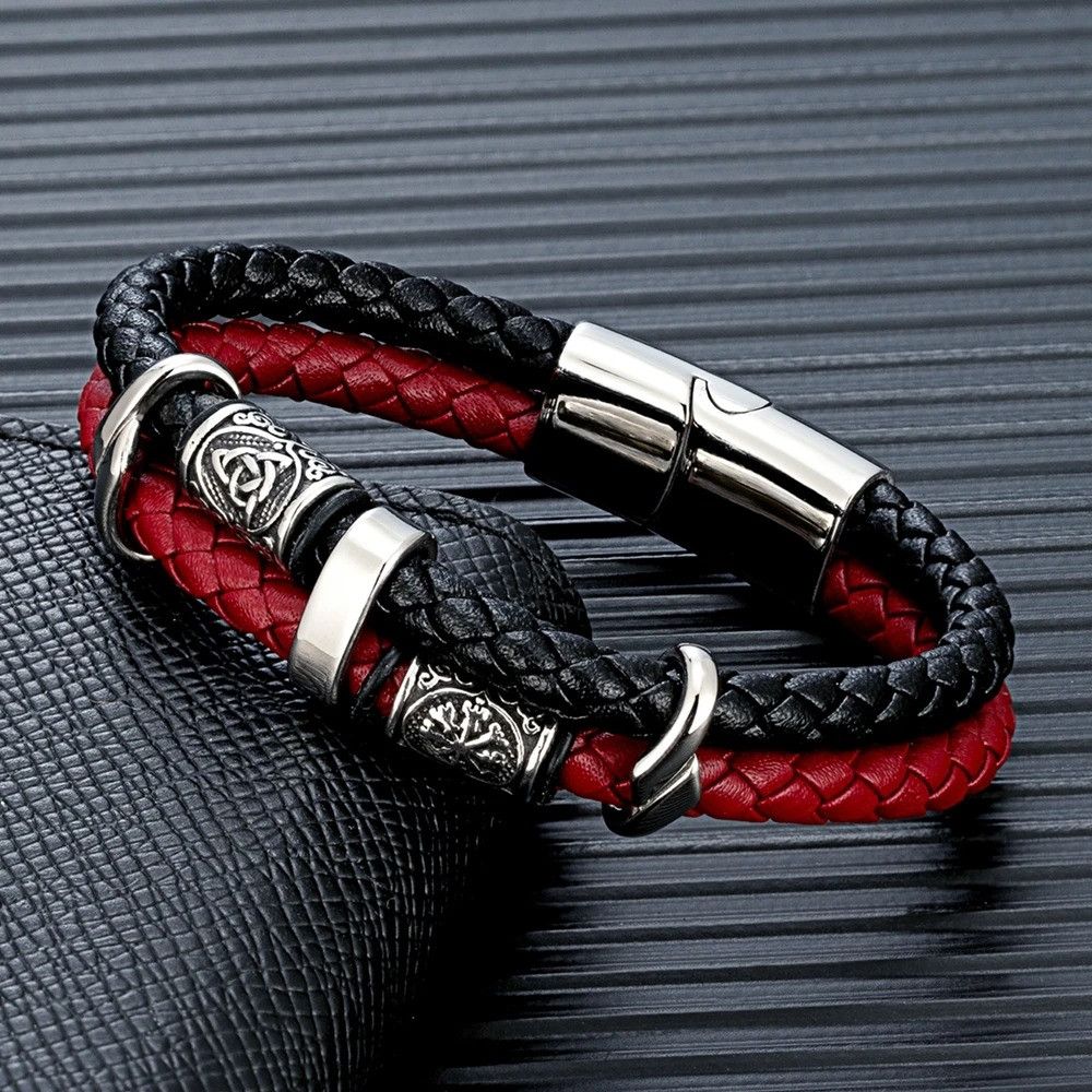 Other Viking Double Layer Leather Bracelet Accessories Cuff Gift Size ONE SIZE - 5 Thumbnail
