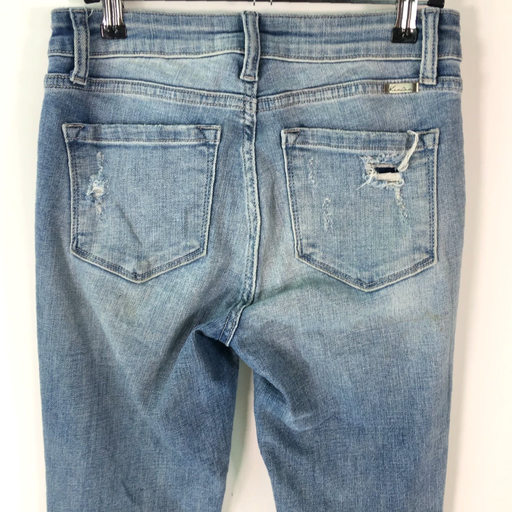 Vintage Kancan Jeans 5/26 Blue Skinny Distressed Flat Front Casual Womens Size 27" / US 4 / IT 40 - 4 Thumbnail