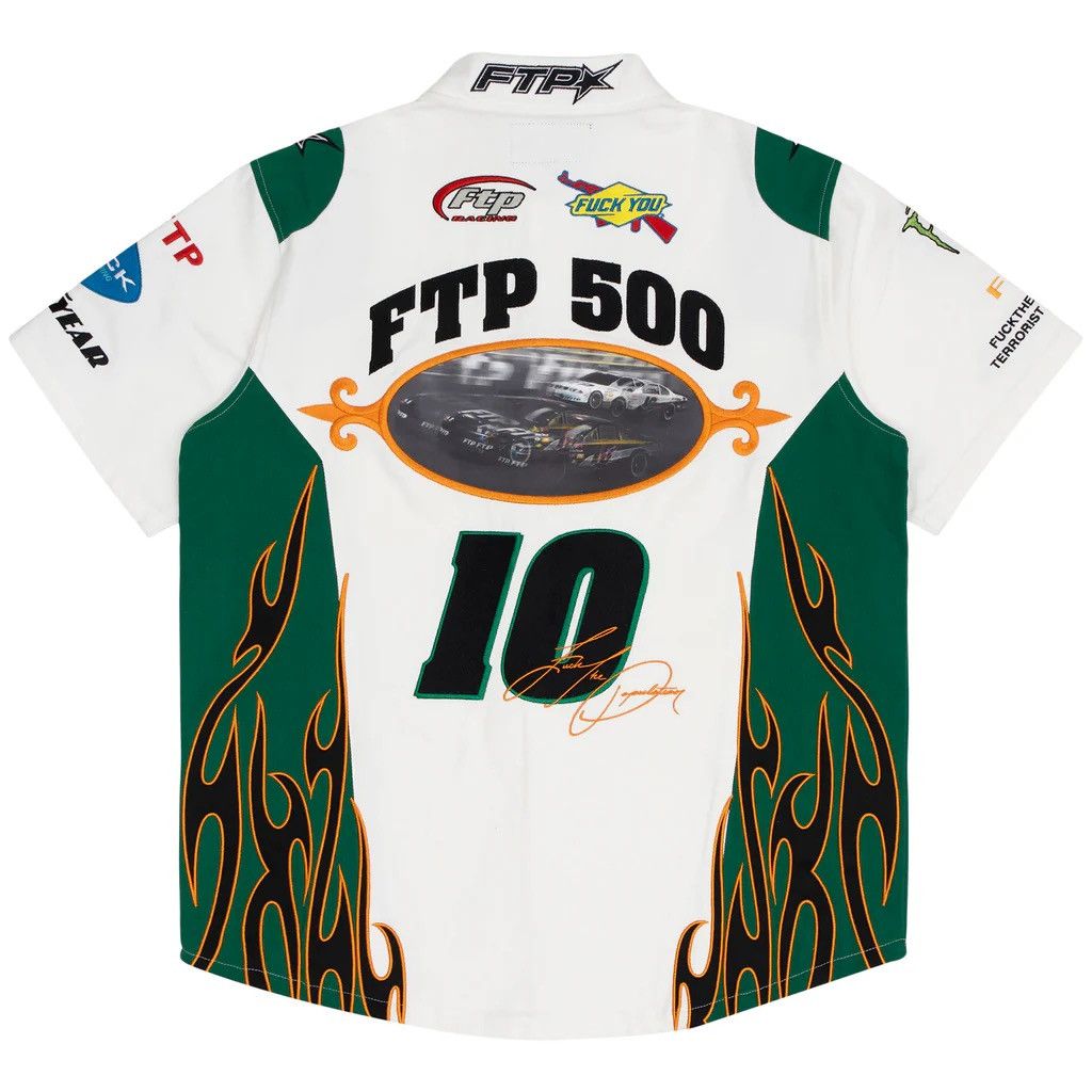 Fuck The Population SIZE 3XL FTP Raceway Button Up Shirt (White) Size US XXL / EU 58 / 5 - 5 Thumbnail