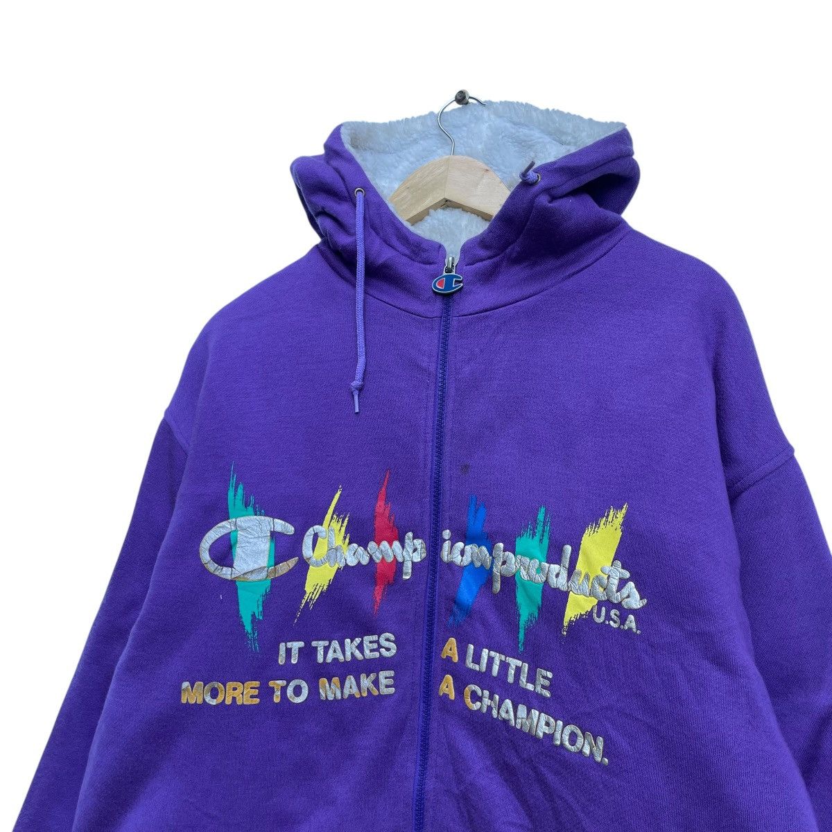 Champion × Vintage 💥Vintage Champion Big Logo Zipper Sweater Hooded Jacket Size US M / EU 48-50 / 2 - 3 Thumbnail
