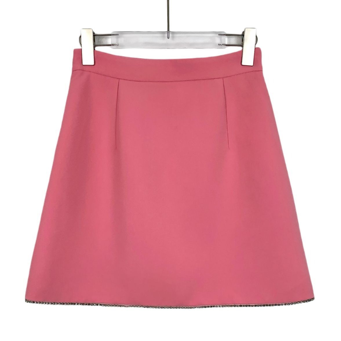 Miu Miu Miu Miu Pink Rhinestone-Trimmed Casual Skirt (Size M) Size 40" / US 18 - 8 Thumbnail