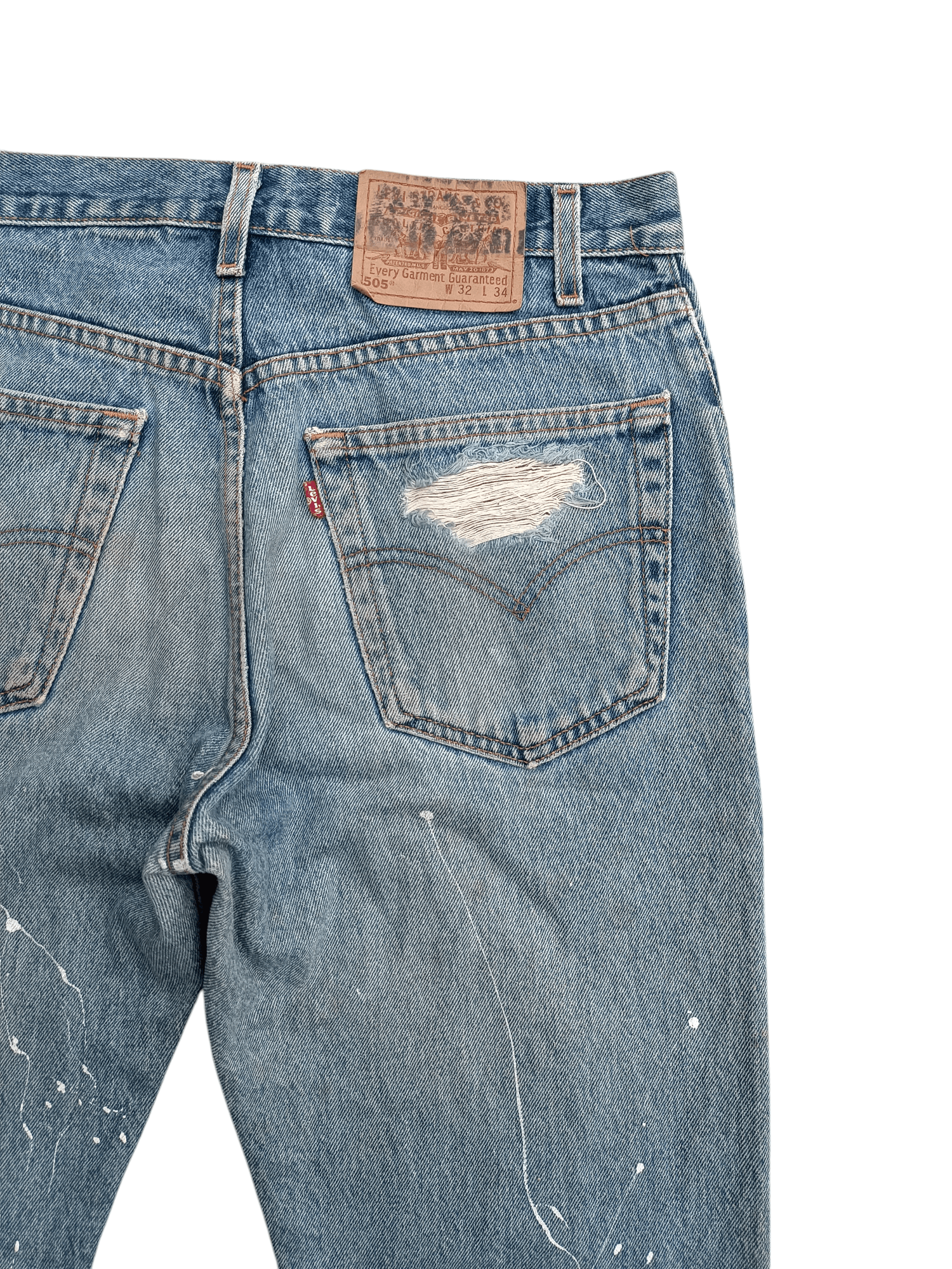 Levi's × Vintage Y2K Levis 505 Regular Straight Cut Distressed Splatter Denim Size US 32 / EU 48 - 16 Thumbnail