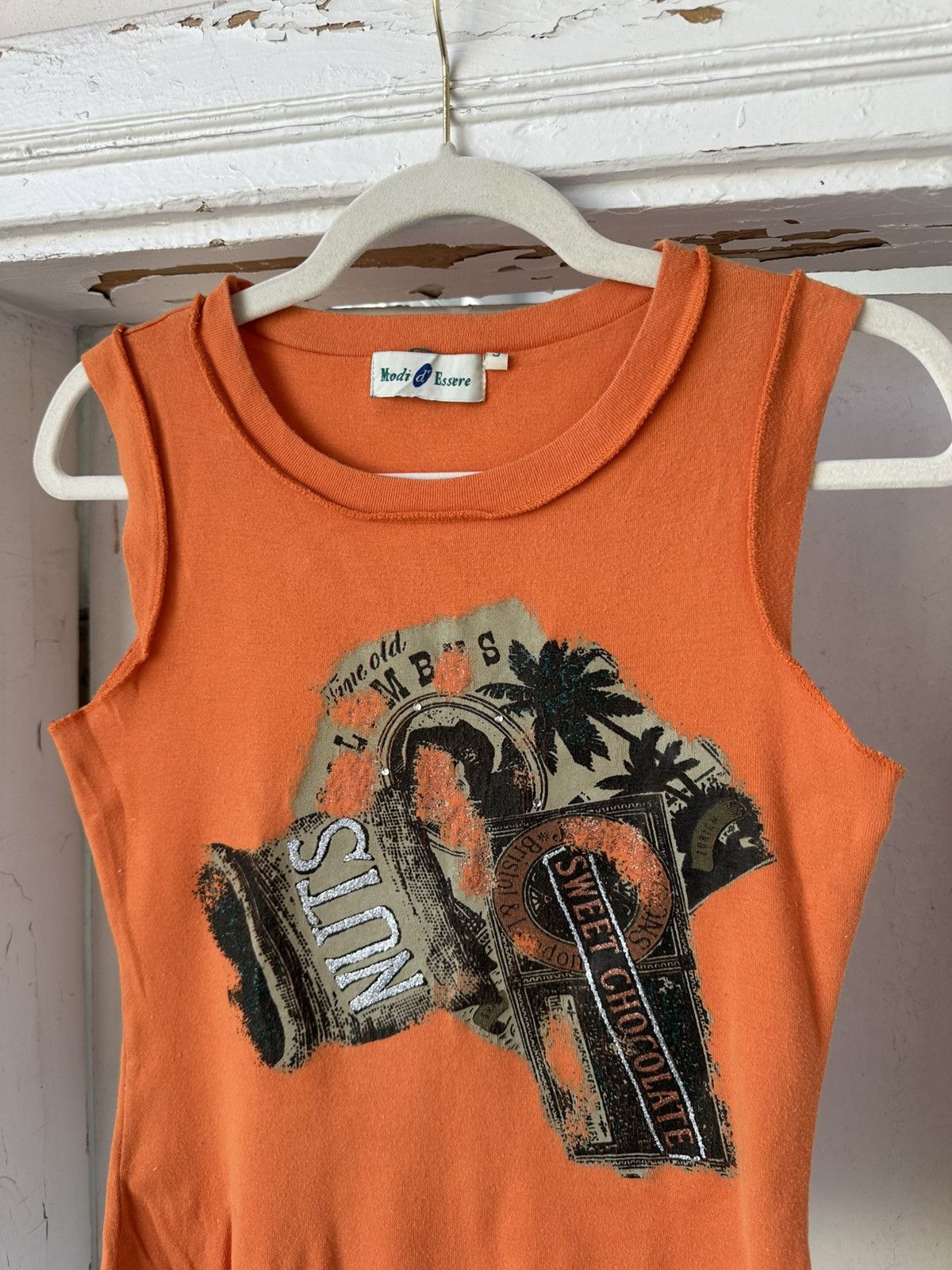 Vintage Vintage Printed Orange Top Size S / US 4 / IT 40 - 2 Thumbnail