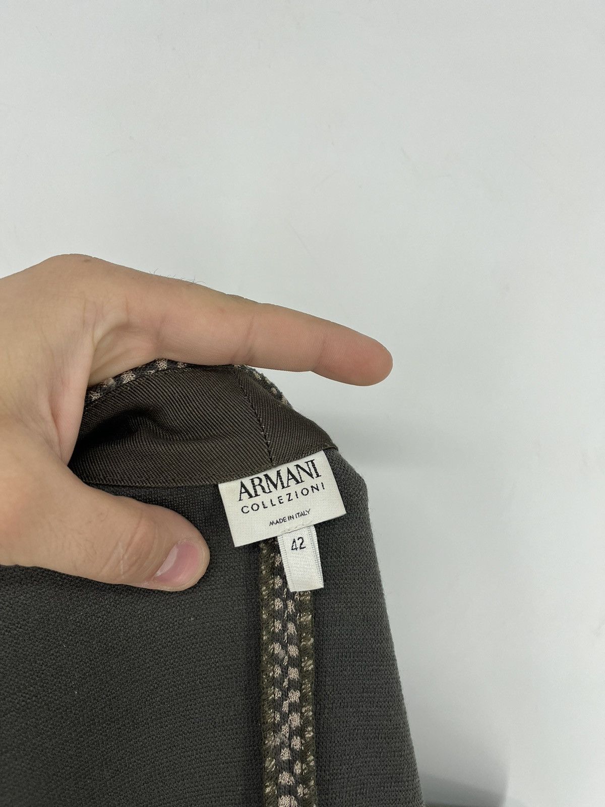 Armani × Armani Collezioni × Armani Exchange Armani Collezioni Light Gren-Brown Blazer Jacket Made Italy Size M / US 6-8 / IT 42-44 - 8 Thumbnail