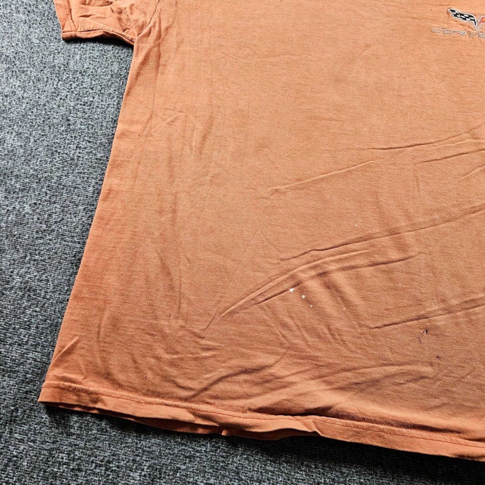 Logo 7 Corvette Shirt Mens XL Orange Logo Embroidered Tee Racing Cars Distressed Size US XL / EU 56 / 4 - 4 Thumbnail