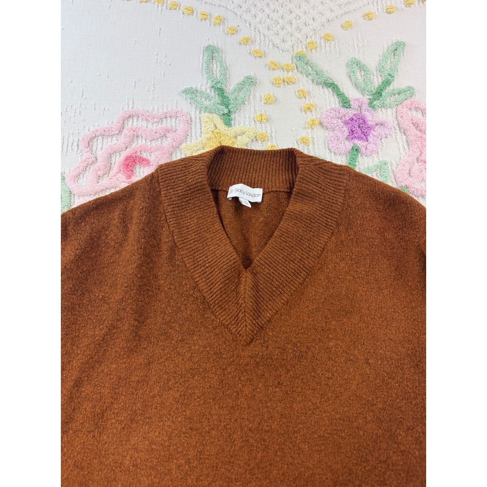 & Other Stories By Stacy London Burnt Orange V-Neck Tunic Sweater XS A670717 Size XS / US 0-2 / IT 36-38 - 5 Thumbnail