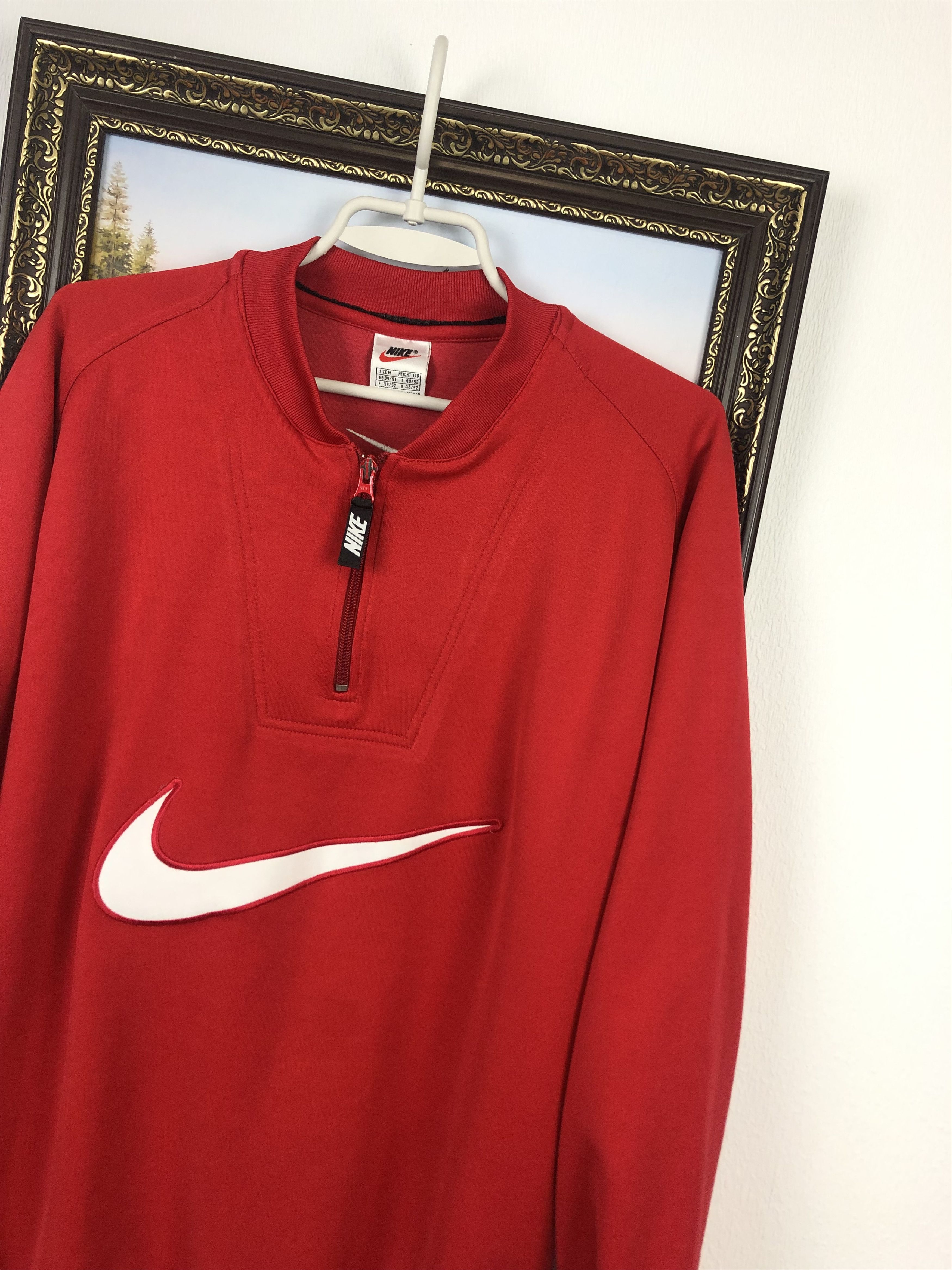 Nike Vintage Nike Sweatshirt Big Swoosh Rare Red Hype Size US M / EU 48-50 / 2 - 4 Thumbnail