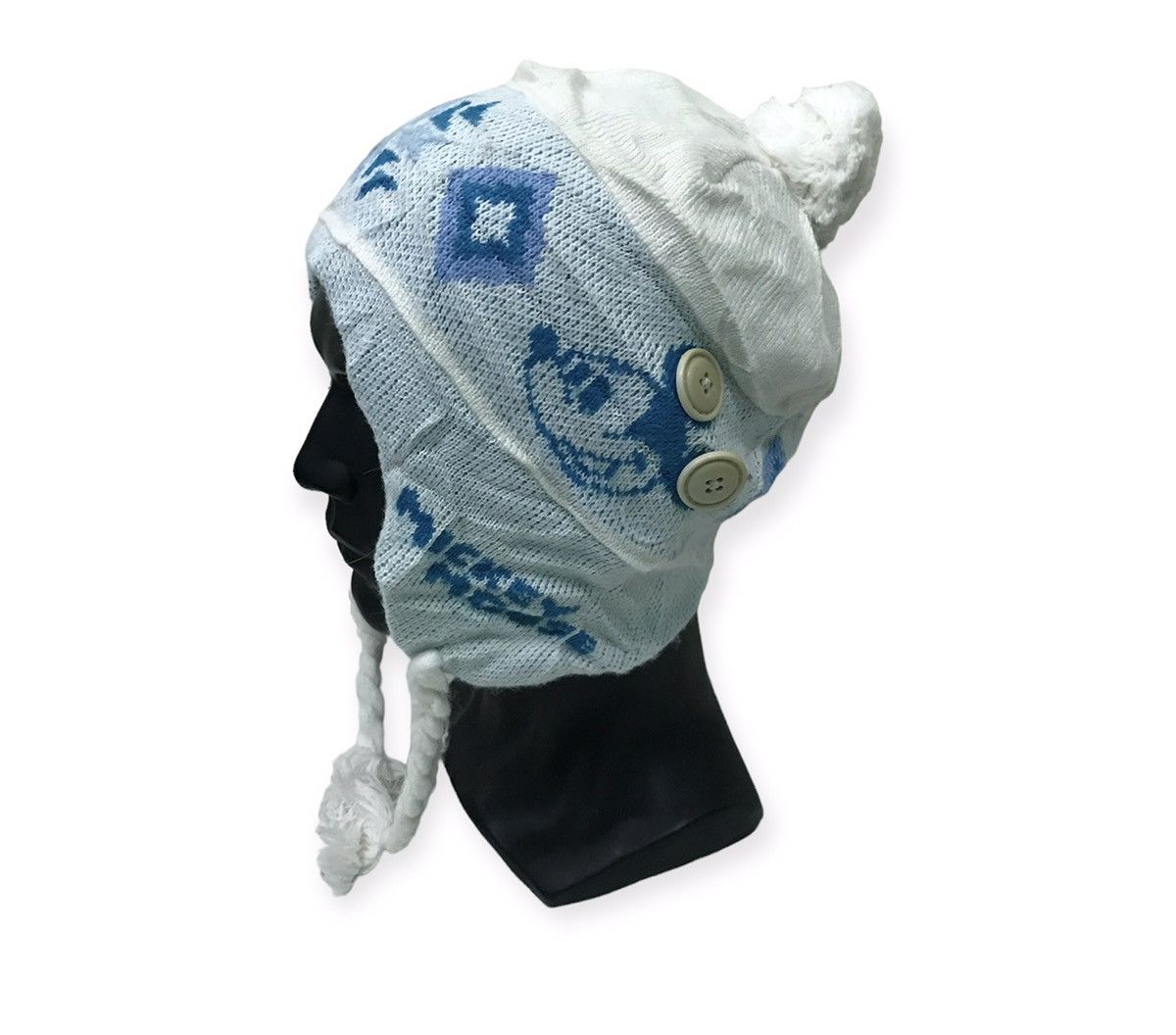 image of Disney Mickey Mouse Earflap Beanie Hat in White, Men's
