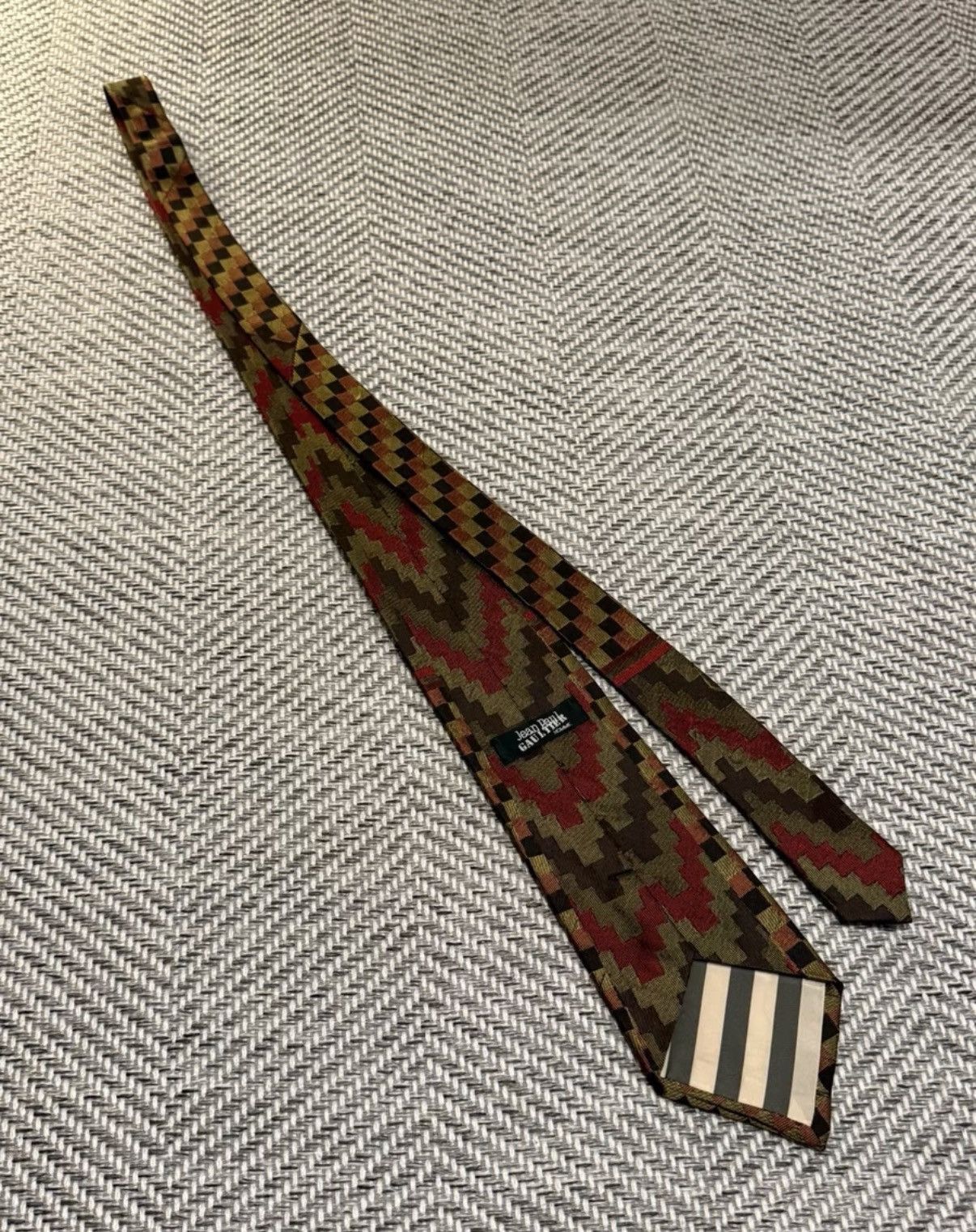 Jean Paul Gaultier Jean Paul Gaultier Pixel Zigzag & Checkerboard Tie K24 Size ONE SIZE - 6 Thumbnail