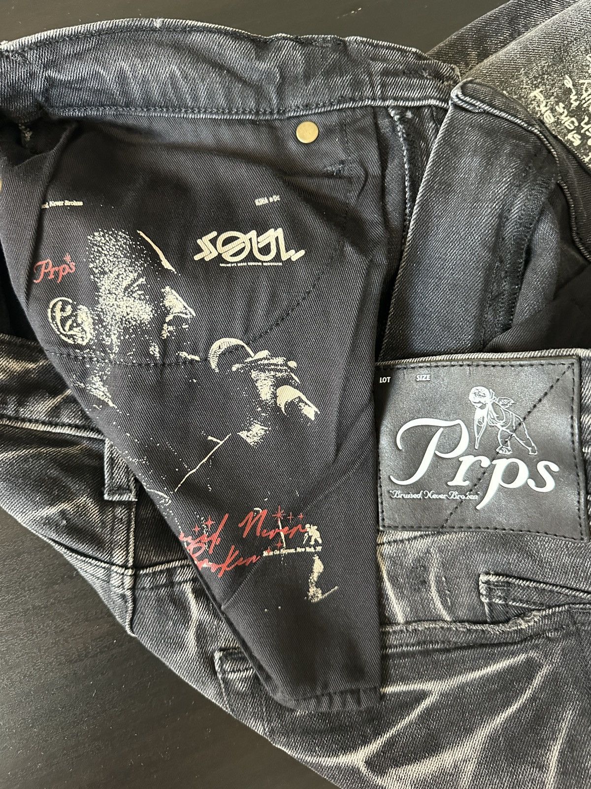 Prps PRPS “SOUL / Marvin Gaye Inspired” Distressed– Black W32 Size US 32 / EU 48 - 6 Thumbnail