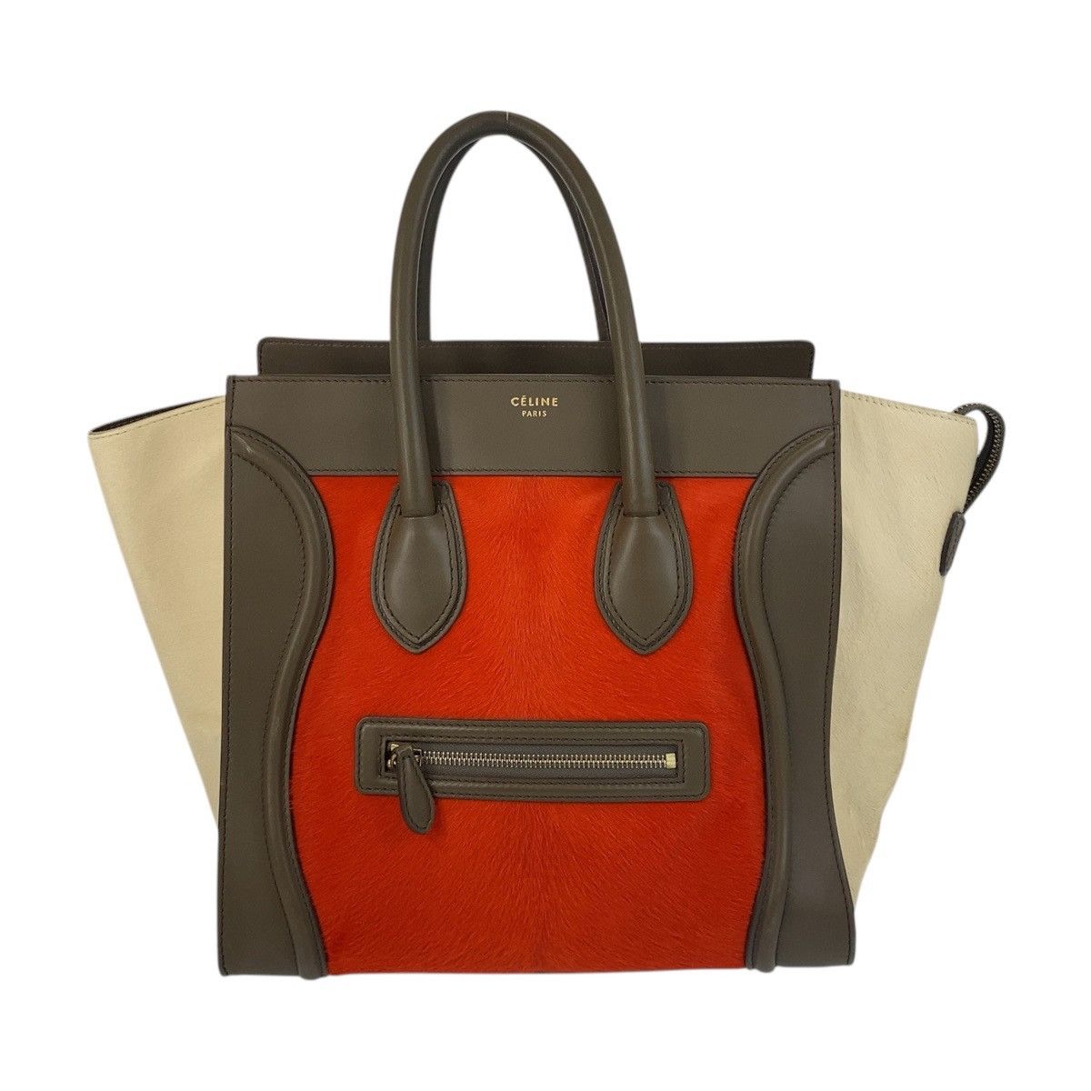 Celine Celine Haircalf/leather Luggage Mini Handbag W Ga-0172 Leather Tote Bag W Ga-0172 in Orange, Women's