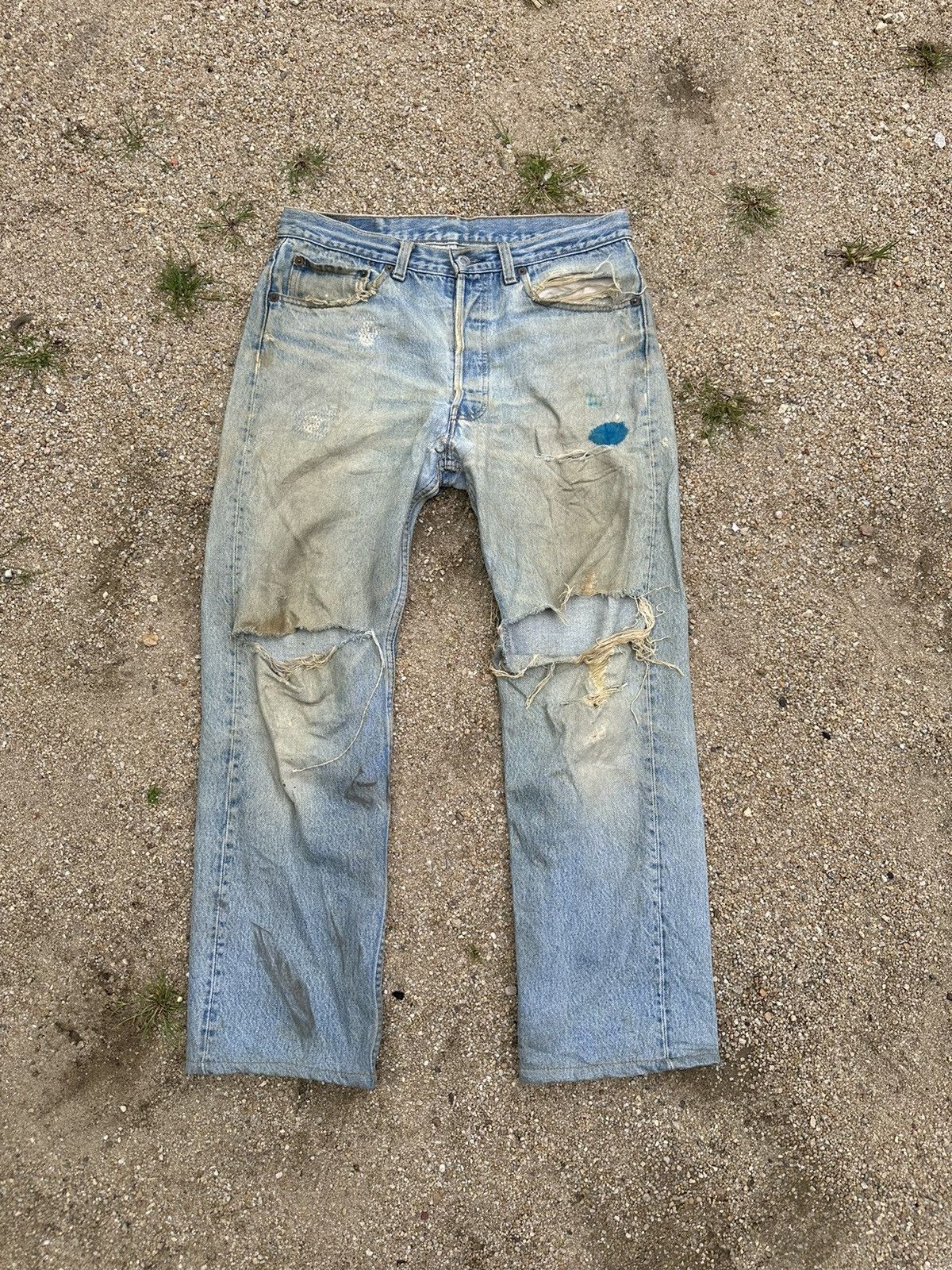 Levi's × Vintage Vtg Levis 501xx distress denim Size US 33 - 1 Thumbnail