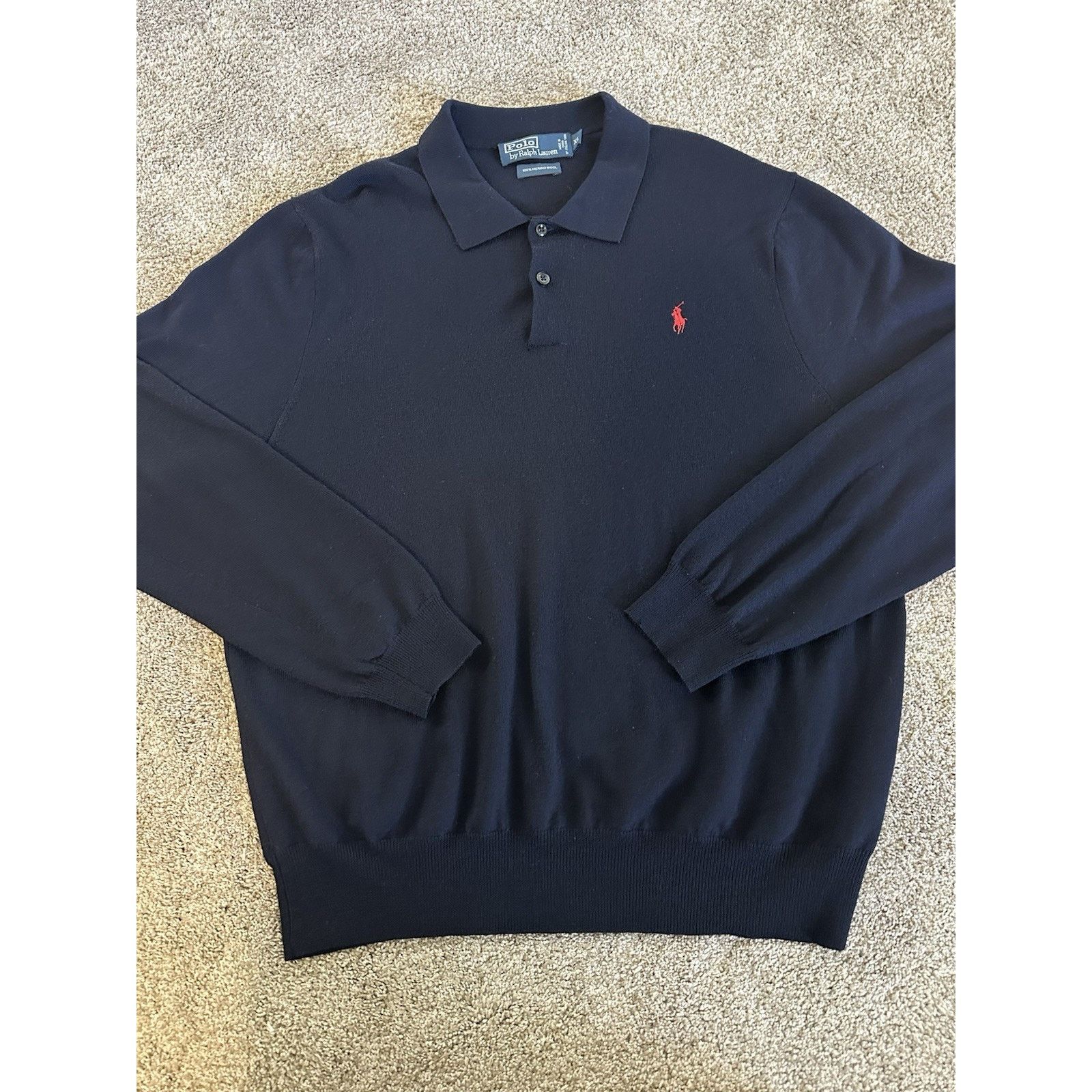 Polo Ralph Lauren Polo Ralph Lauren Men's Navy Blue 100% Merino Wool Size US XL / EU 56 / 4 - 1 Thumbnail