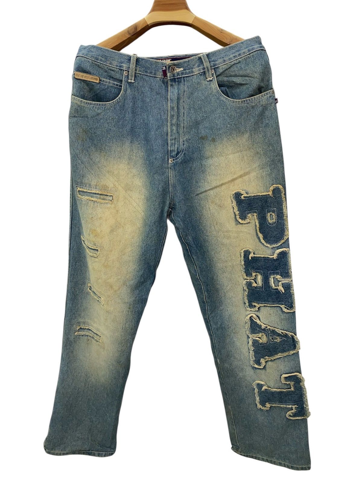 Phat Farm Y2k Phat Farm baggy spellout denim pants Size US 36 / EU 52 - 1 Thumbnail