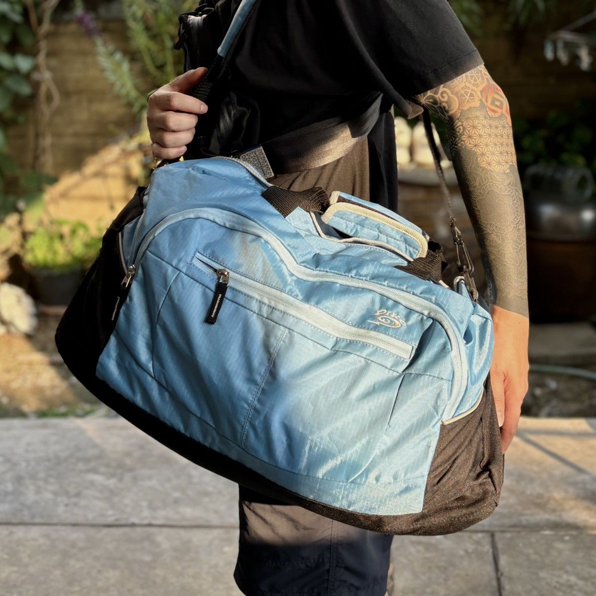 Vintage Y2K Piko Japan Duffel Bag  Sky Blue Nylon, Men's