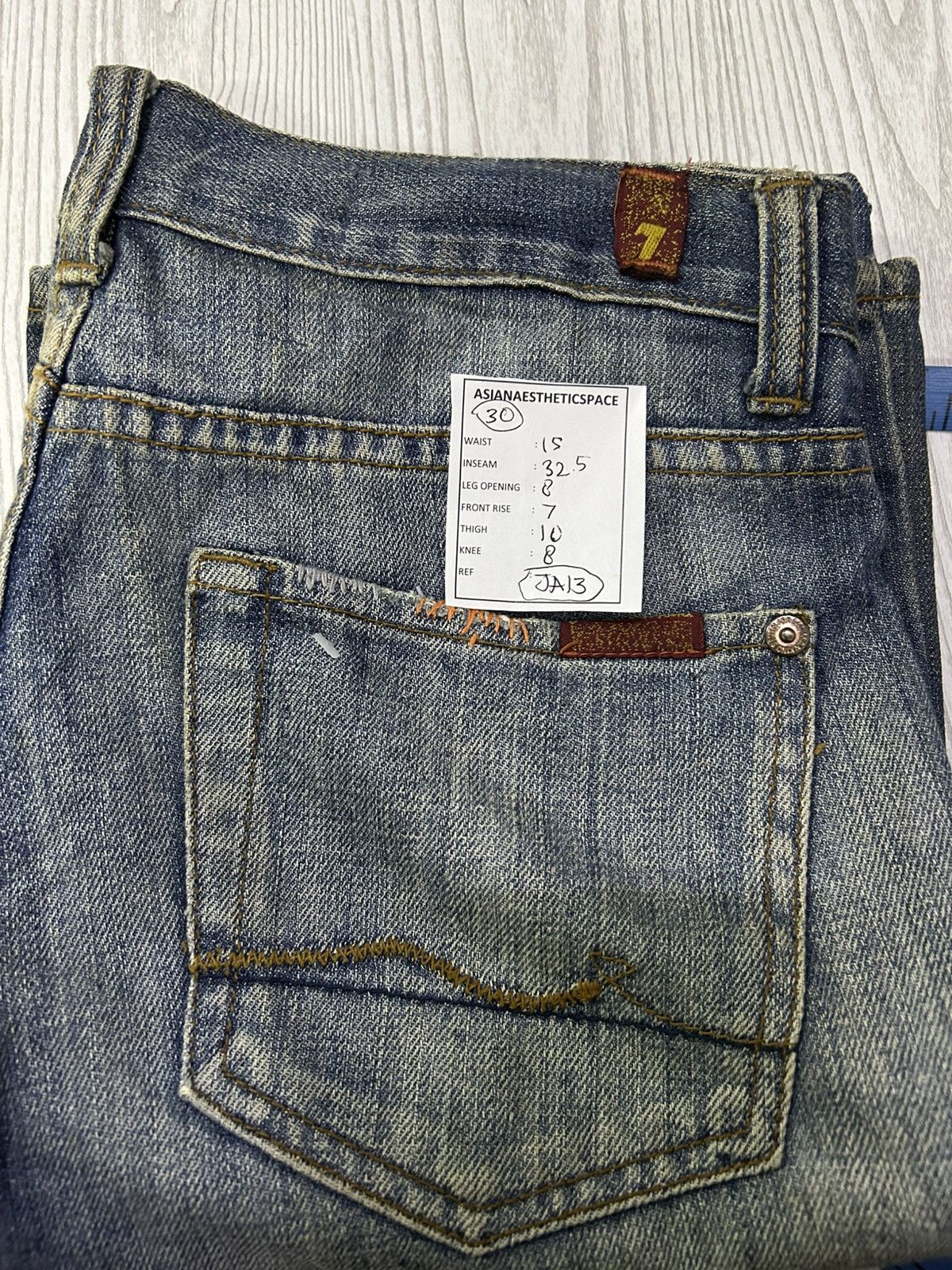 Japanese Brand × Le Grande Bleu (L.G.B.) Man Seven of Kind USA Made Washed Blue Embellishment Pocket Size US 29 - 19 Thumbnail