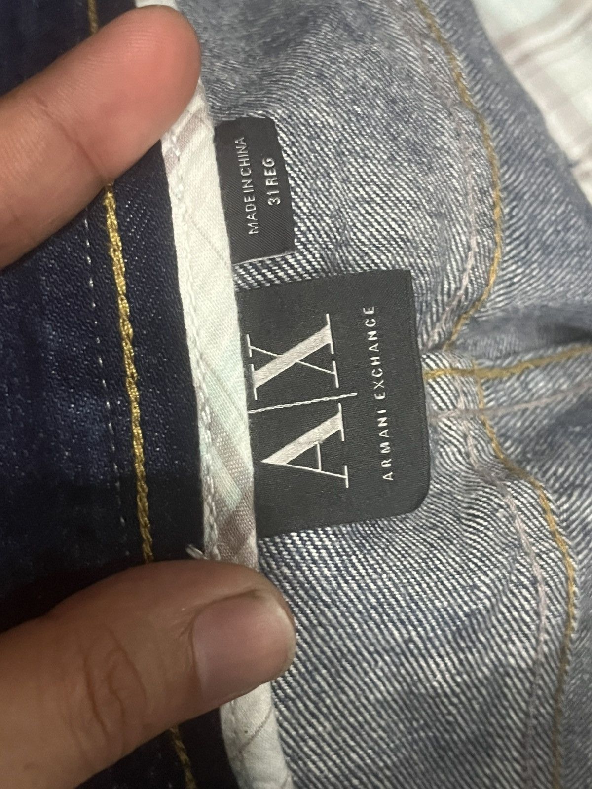 Armani Exchange Vintage Armani Exchange Blue Washed Fringe Straight Leg Jean Size US 31 - 17 Thumbnail