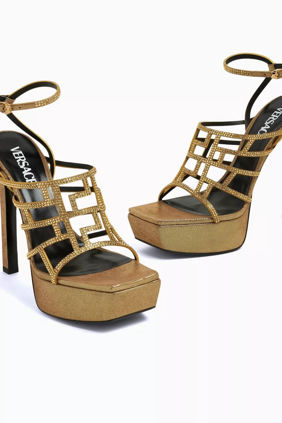 Versace o1y0226 Leather Ankle Strap Sandals in Gold Size US 6 / IT 36 - 3 Thumbnail
