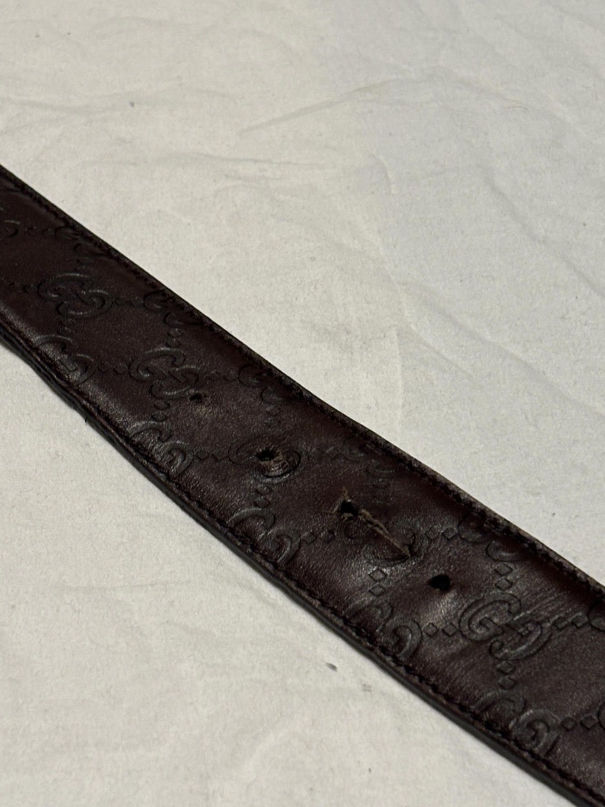 Gucci Gucci - Brown Leather Belt with Silver Interlocking G Buckle Size ONE SIZE - 8 Thumbnail