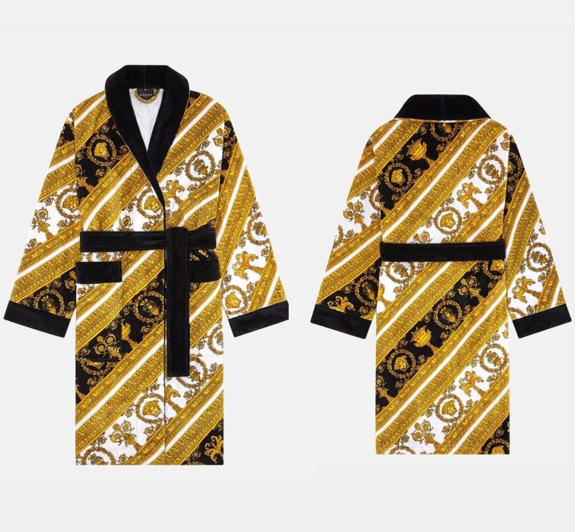 Versace Versace Dark Gold/Black Baroque Print Robe Size US XL / EU 56 / 4 - 2 Thumbnail