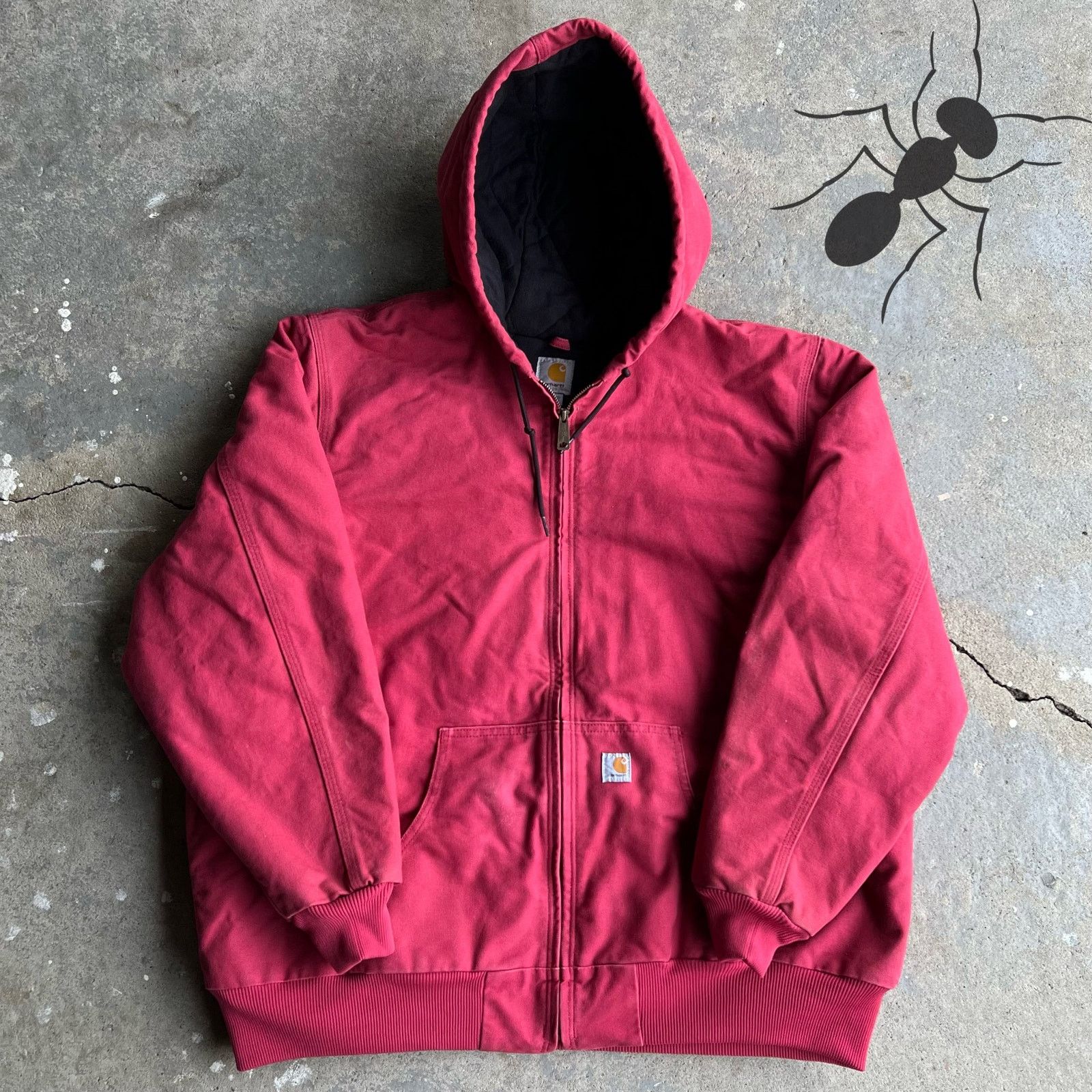 Vintage y2k WJ130 624 hot pink carhartt hooded work jacket