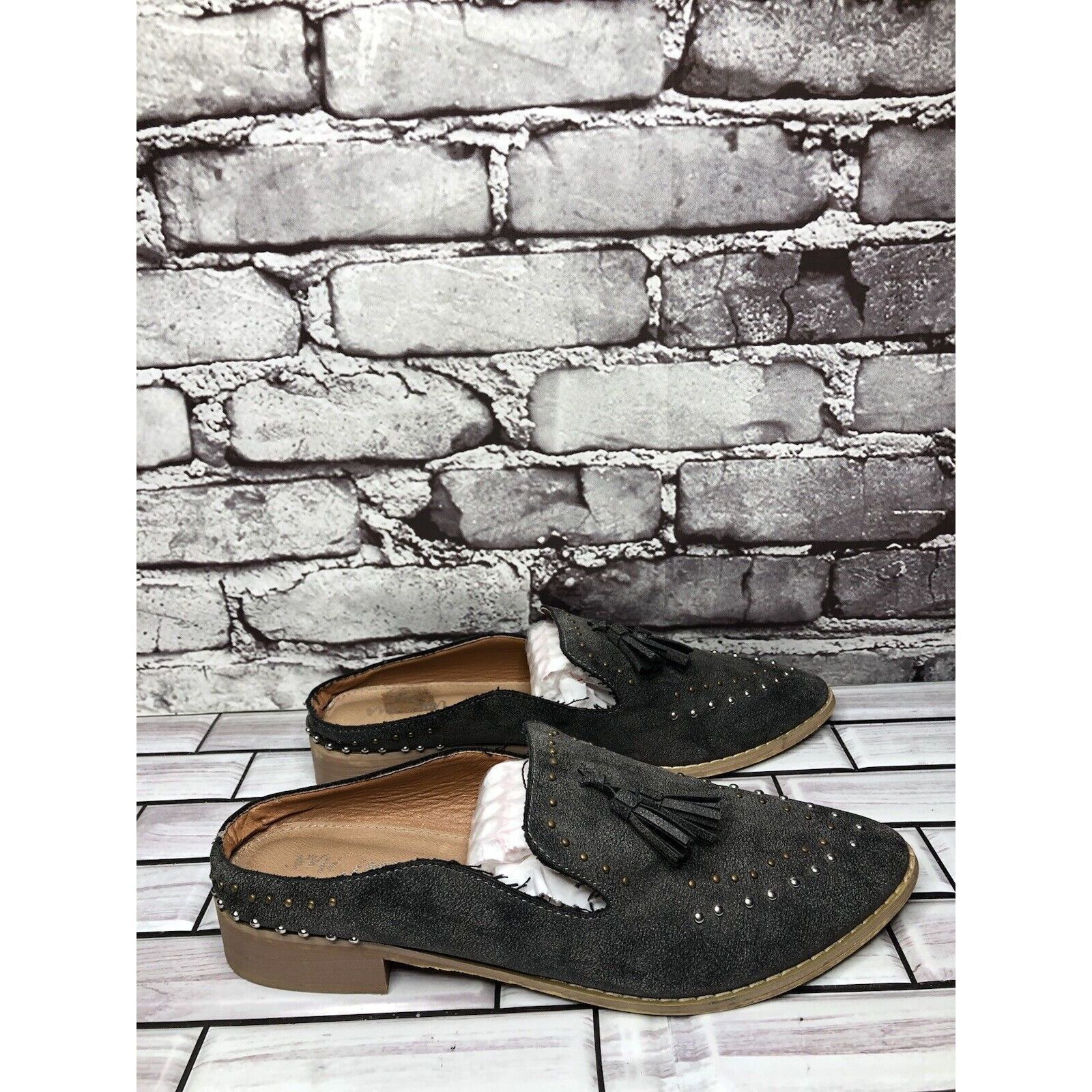 Other Mi.iM Suede Leather Studded Kiltie Loafer Slip On Mules Flat Size US 7.5 / IT 37.5 - 3 Thumbnail