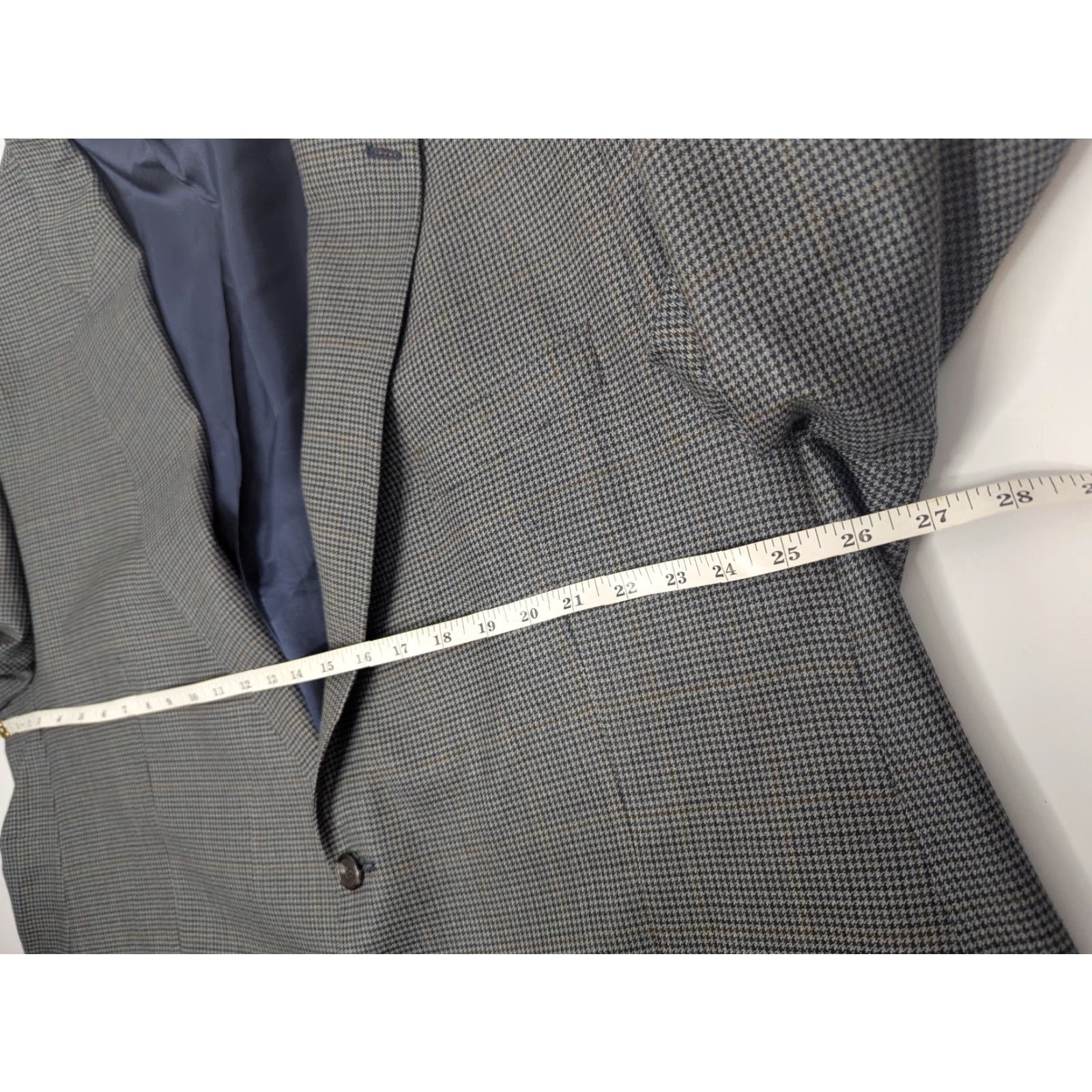 Ralph Lauren Lauren Ralph Lauren Mens Blazer Jacket Coat Houndstooth Wool Silk 54R Gray Notch Single-Breasted Two-Button Front Regular Slim? Size 54R - 6 Thumbnail