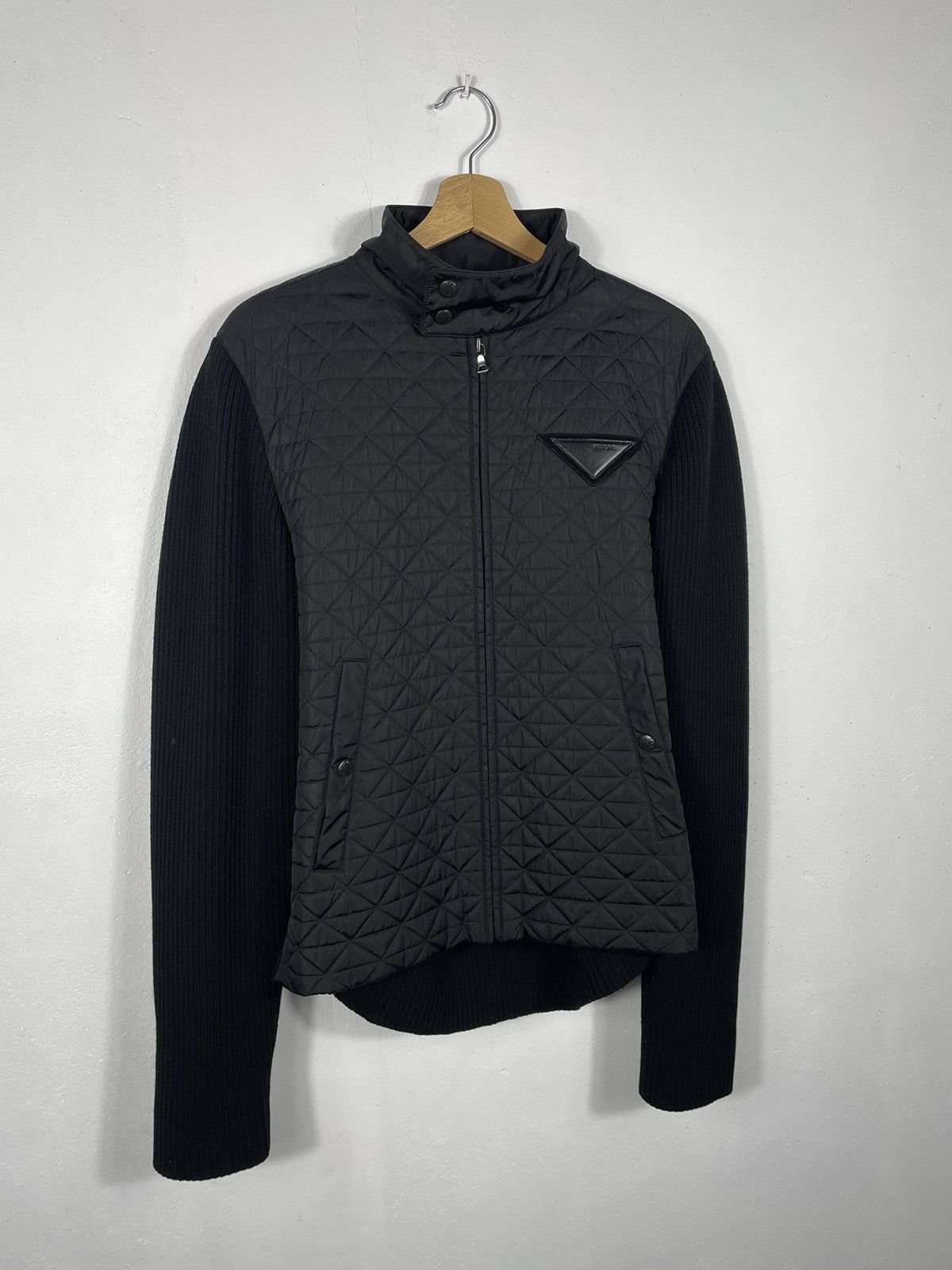 Designer × Prada Prada Wool Nylon Black Knit Light Tricot Jakcet Cardigan Size US M / EU 48-50 / 2 - 2 Thumbnail