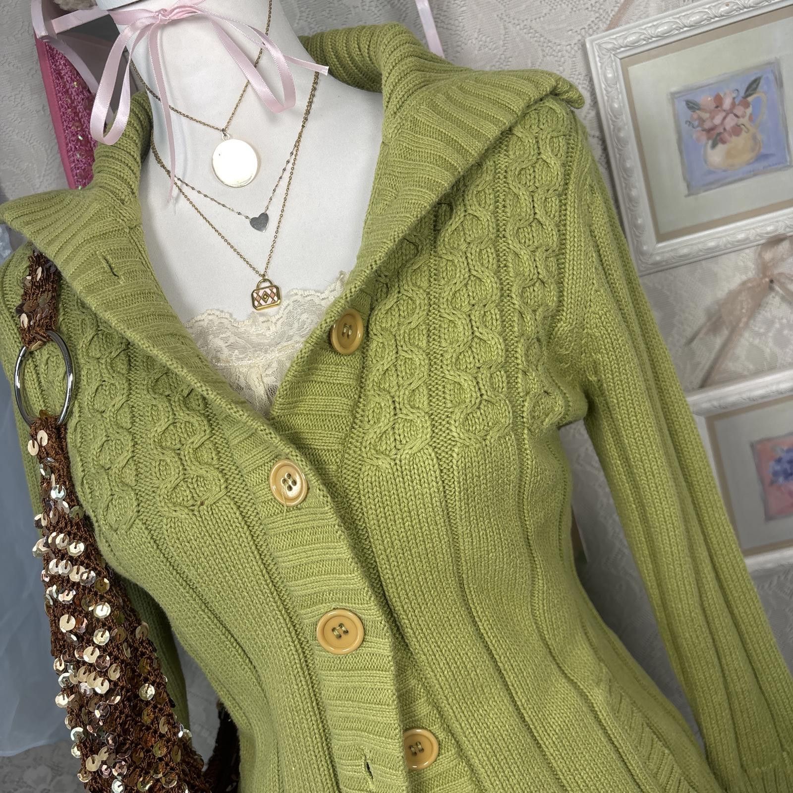 Other y2k green chunky knit layering cardigan Size S / US 4 / IT 40 - 2 Thumbnail