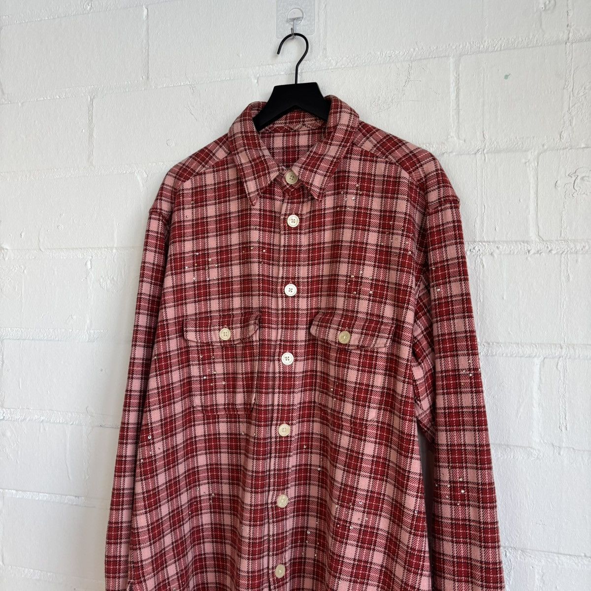 Allsaints Allsaints Red Plaid Rhinestone Flannel Size US L / EU 52-54 / 3 - 3 Thumbnail