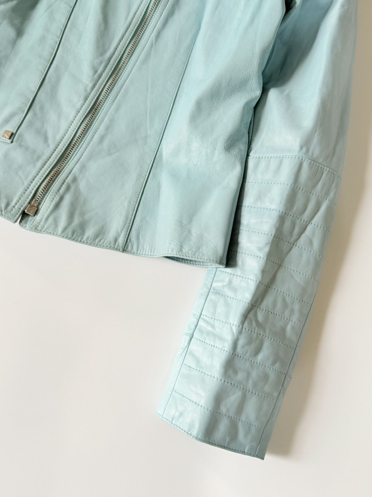 Dior Christian Dior John Galliano S/S 2004 Turquoise Biker Jacket Size XS / US 0-2 / IT 36-38 - 9 Thumbnail