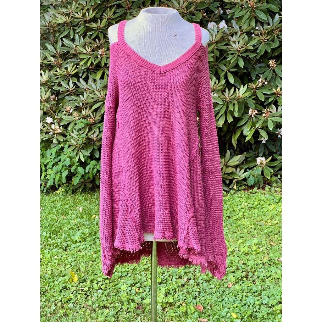 Free People Free People Moonshine Waffle Knit Sweater S Dark Mauve Rose Size S / US 4 / IT 40 - 1 Thumbnail