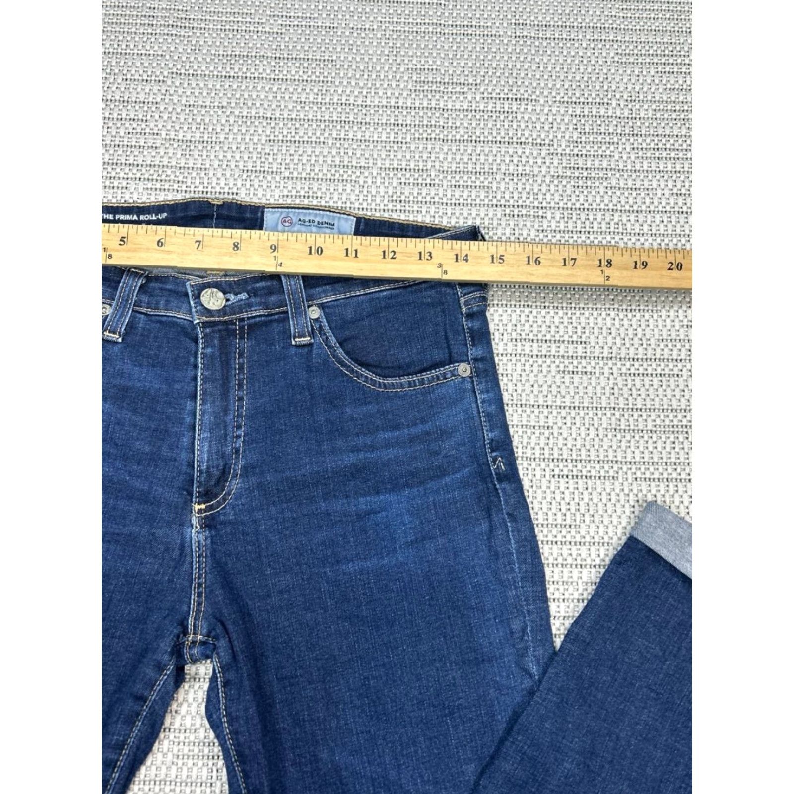 Vintage AG Adriano Goldschmied The Prima Cigarette Roll Up Jeans Womens 29 Blue 29x26 Jeans Size 29" - 3 Thumbnail