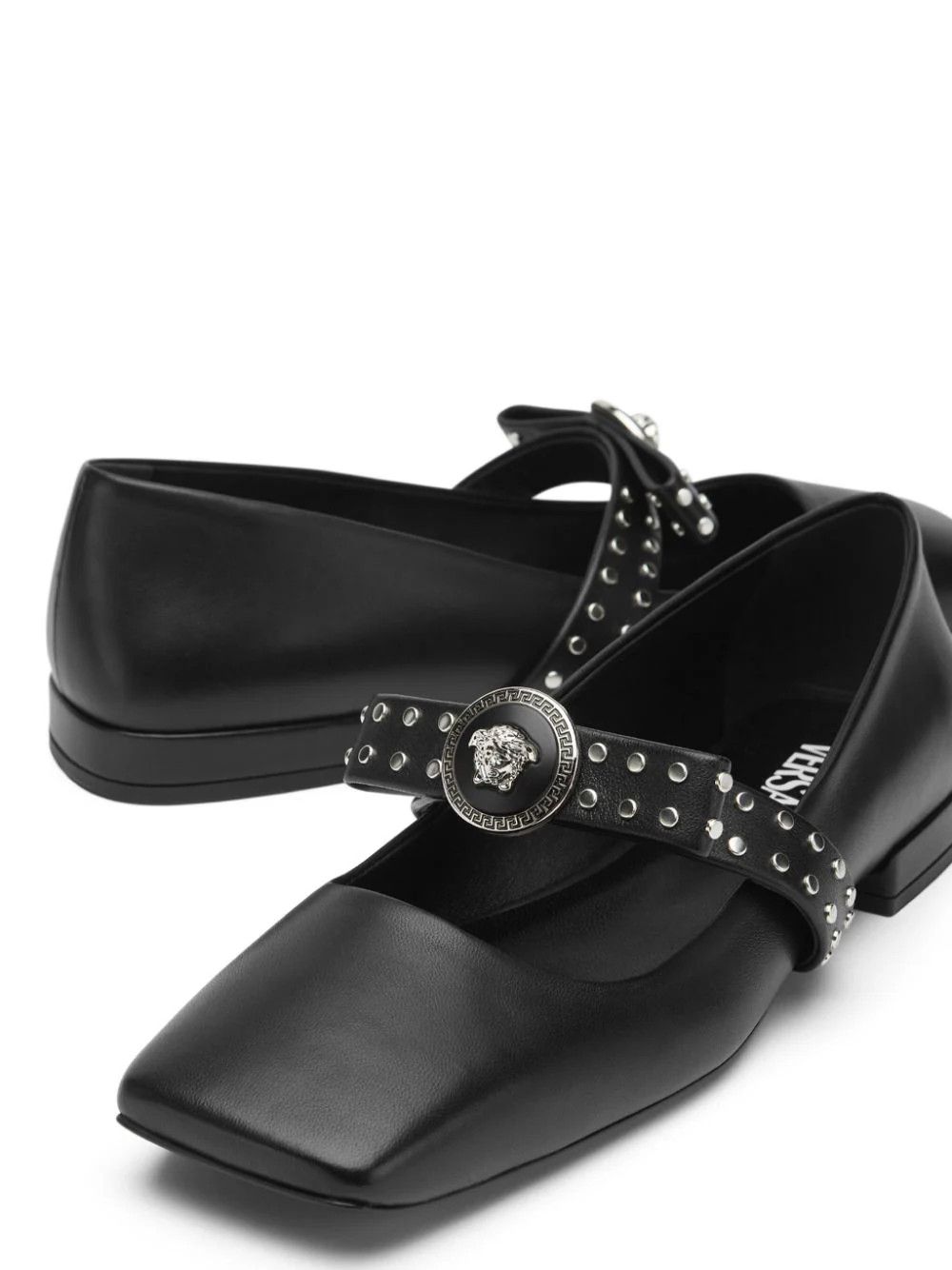Versace o1s22i1n1024 Gianni Ribbon Studded Ballerina Flats in Black Size US 11 / IT 41 - 4 Thumbnail