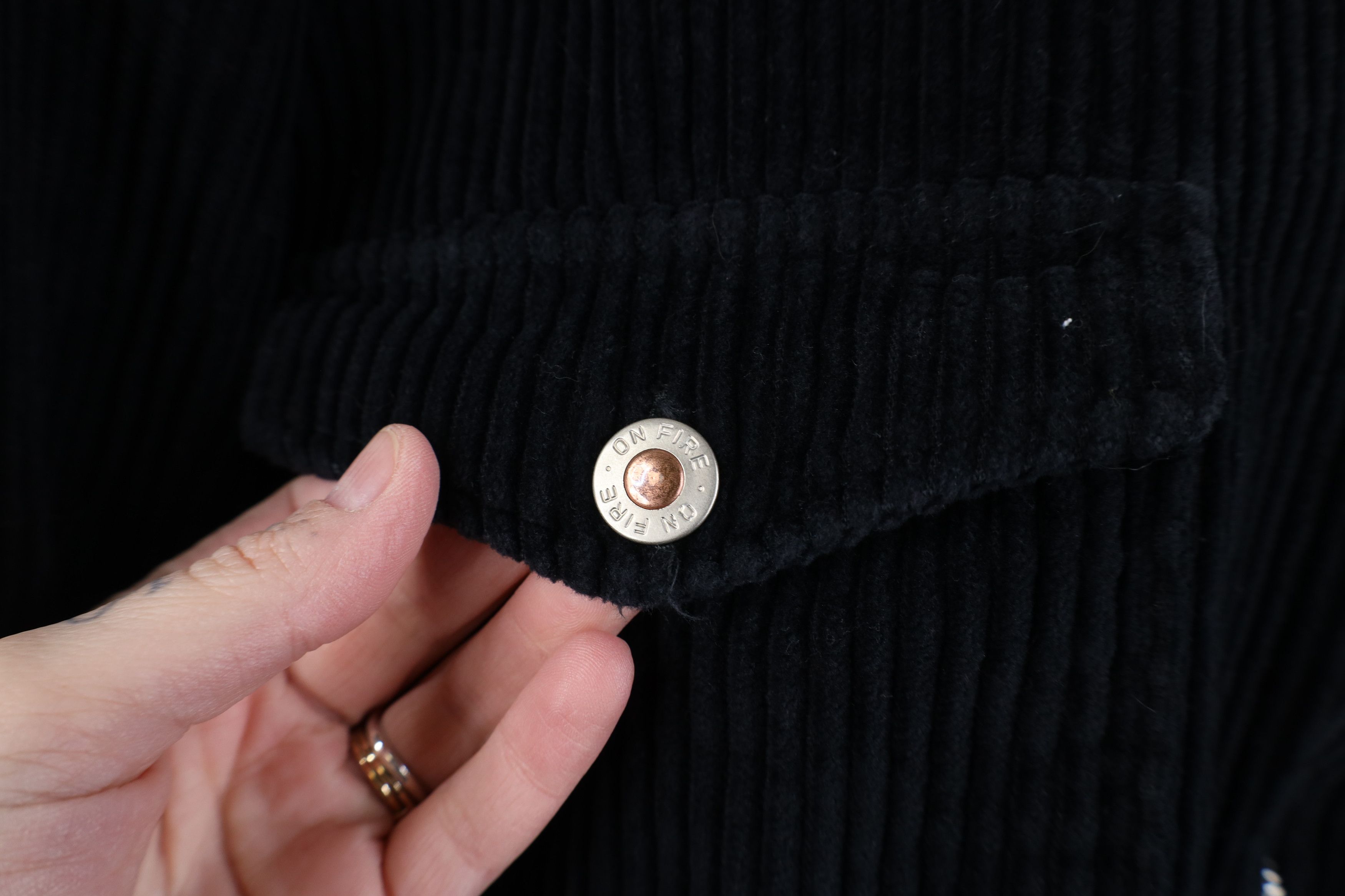 Vintage Vintage 90s Y2K Babydoll Full Zip Corduroy Jacket Black Size S / US 4 / IT 40 - 5 Thumbnail