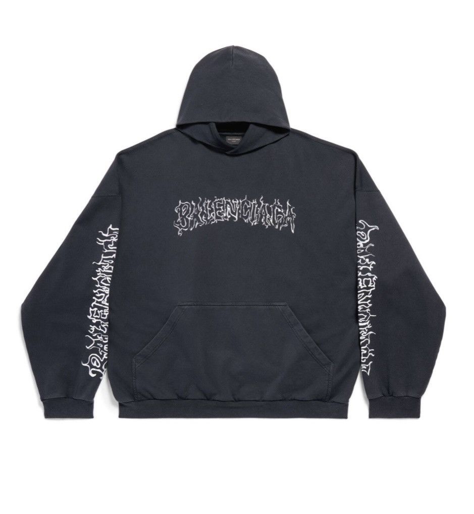 image of Balenciaga Diy Metal Outline Hoodie Oversized In Black, Men's (Size XL)