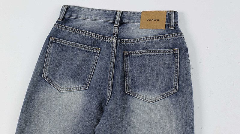 American retro vintage washed distressed jeans