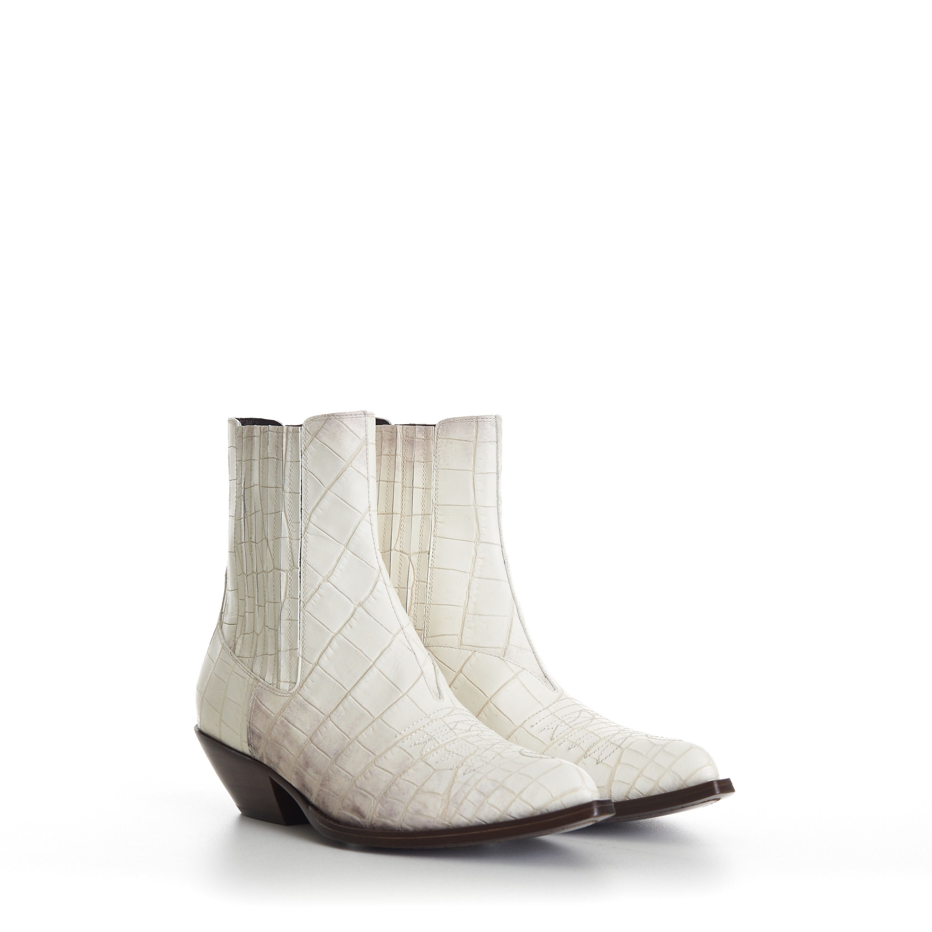靴 CELINE BY HEDI SLIMANE jacno boots 39 Celine × Hedi Slimane Celine Jacno White Calfskin Zip Boots