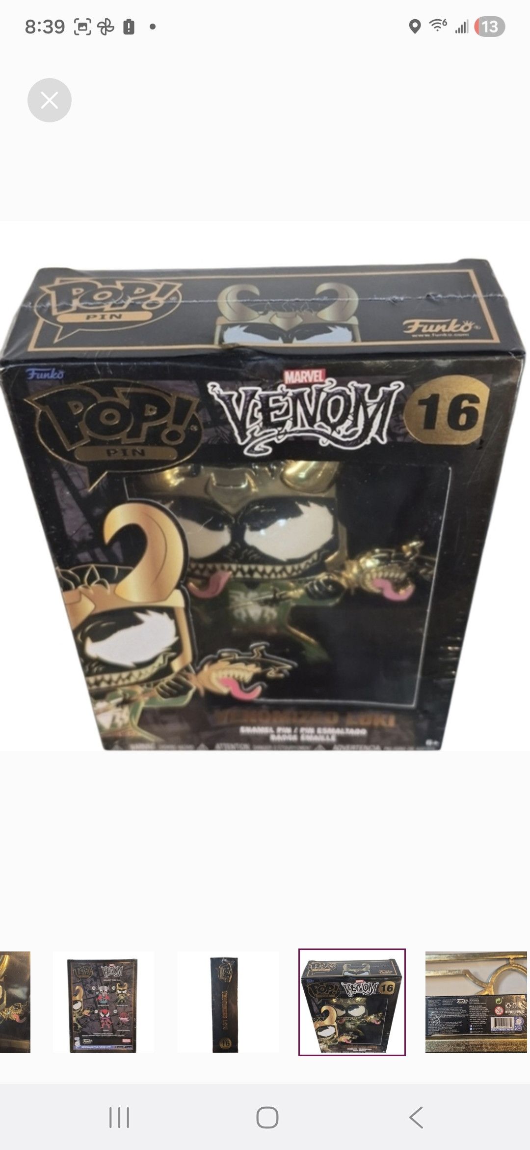 Other Funko × Marvel POP PIN VENOMIZED LOKI Enamel Pin Size ONE SIZE - 5 Thumbnail