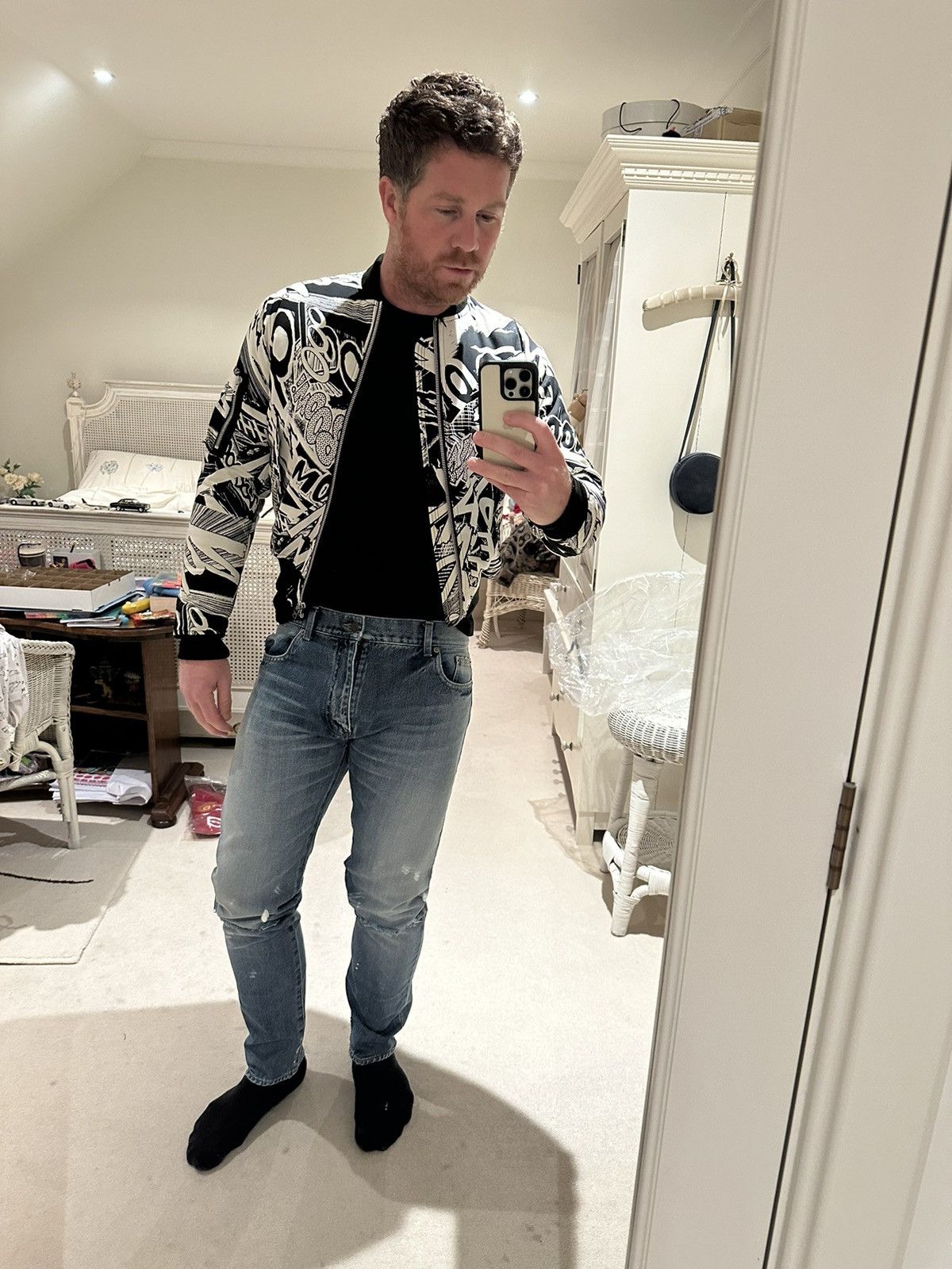 Celine SS19 Celine $3450 Marclay bomber jacket Hedi Slimane black S Size US S / EU 44-46 / 1 - 4 Thumbnail