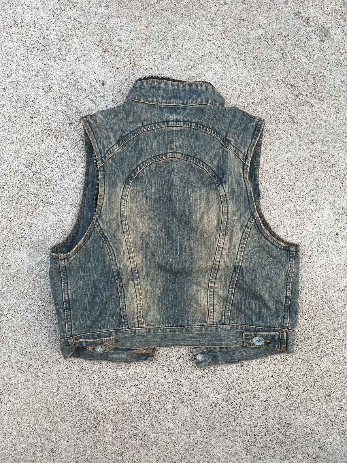 14th Addiction Laminated~Japanese Denim Vest Multi Zip Seditionaries Style Size US S / EU 44-46 / 1 - 2 Thumbnail