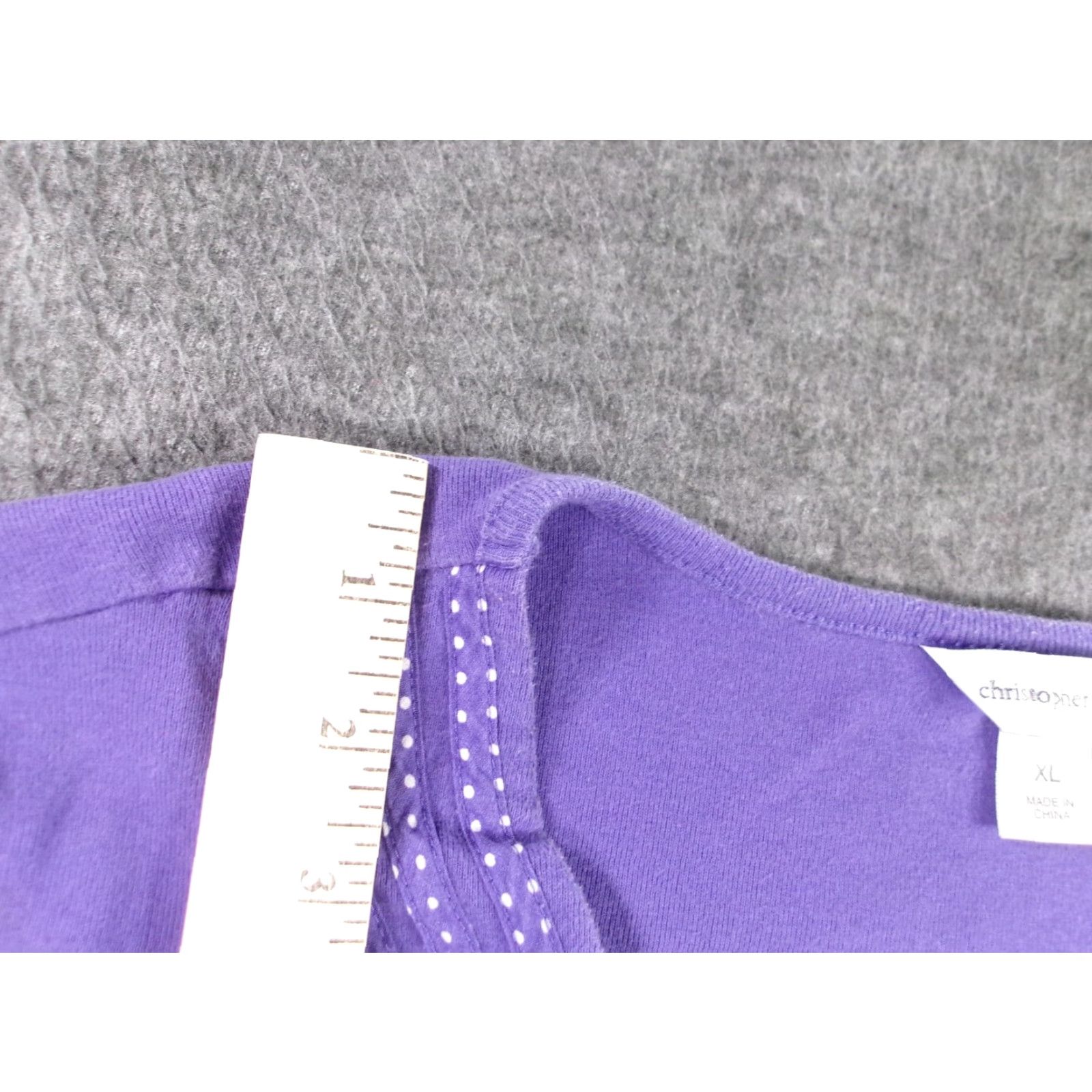 Vintage Christopher Banks Top Womens XL Purple V-Neck Embellished Rhinestone Blouse, 100% Cotton, 3/4 Sleeve, Classic Fit, Vintage: No, Adults Women Size XL / US 12-14 / IT 48-50 - 4 Thumbnail