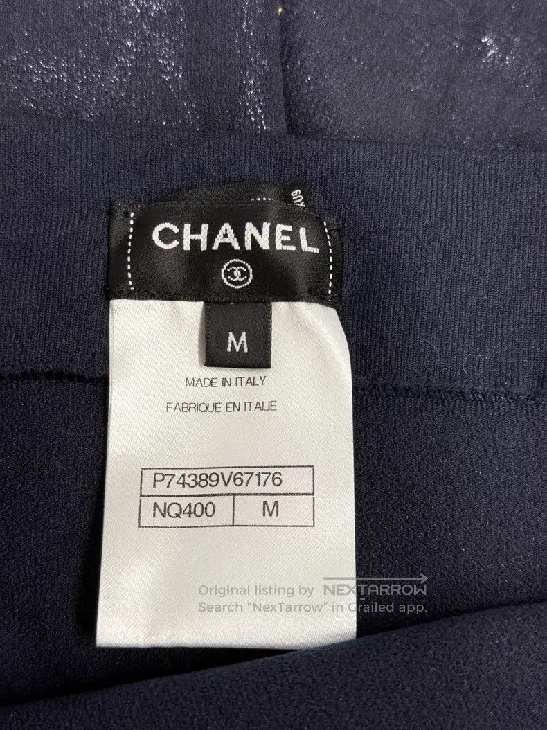 Chanel Chanel Size M Ski series dark blue fine flash leggings Size 42" / US 20 - 4 Thumbnail